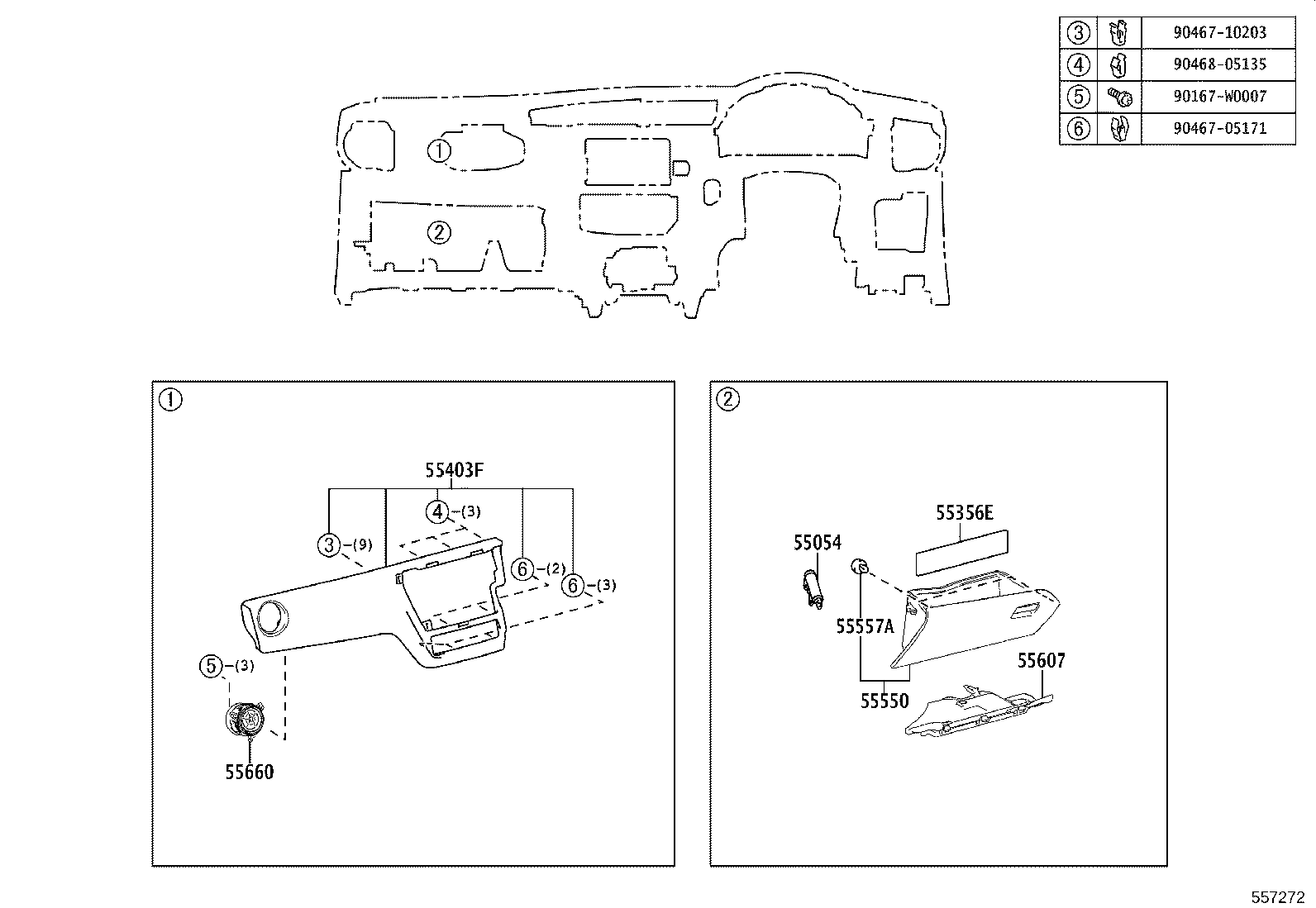 55307-02480 BRACE SUB-ASSY, INSTRUMENT PANEL, NO.2 product image