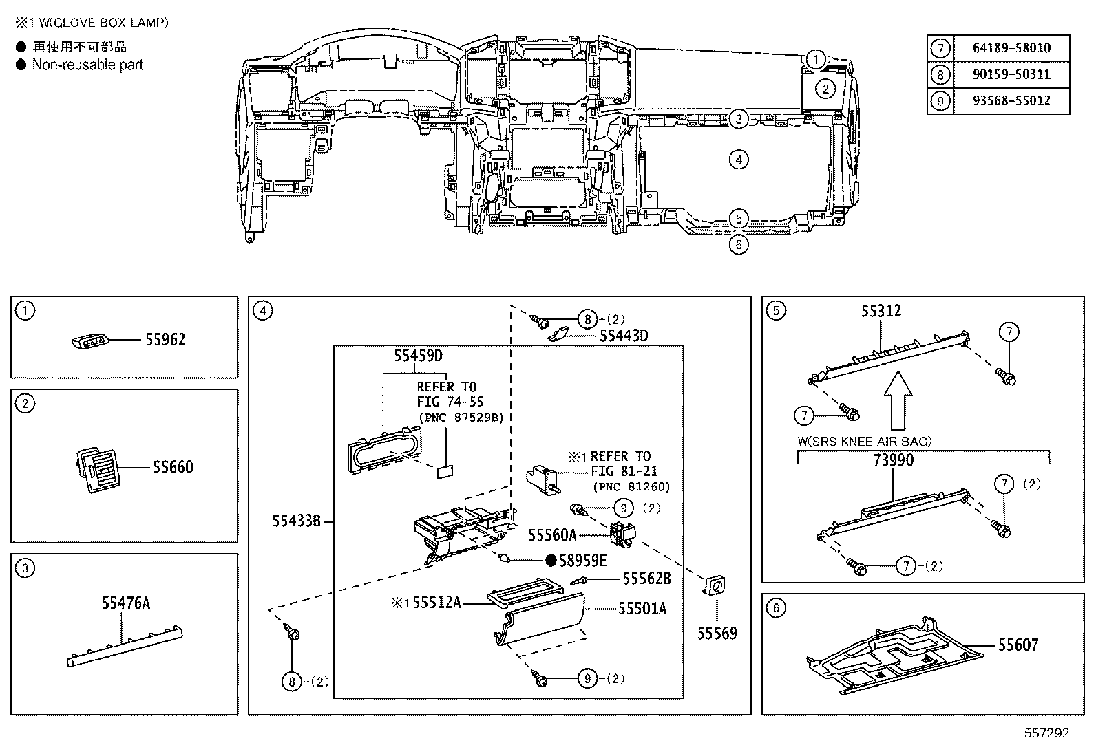 55406-60280 PANEL SUB-ASSY, INSTRUMENT CLUSTER FINISH, LOWER CENTER product image