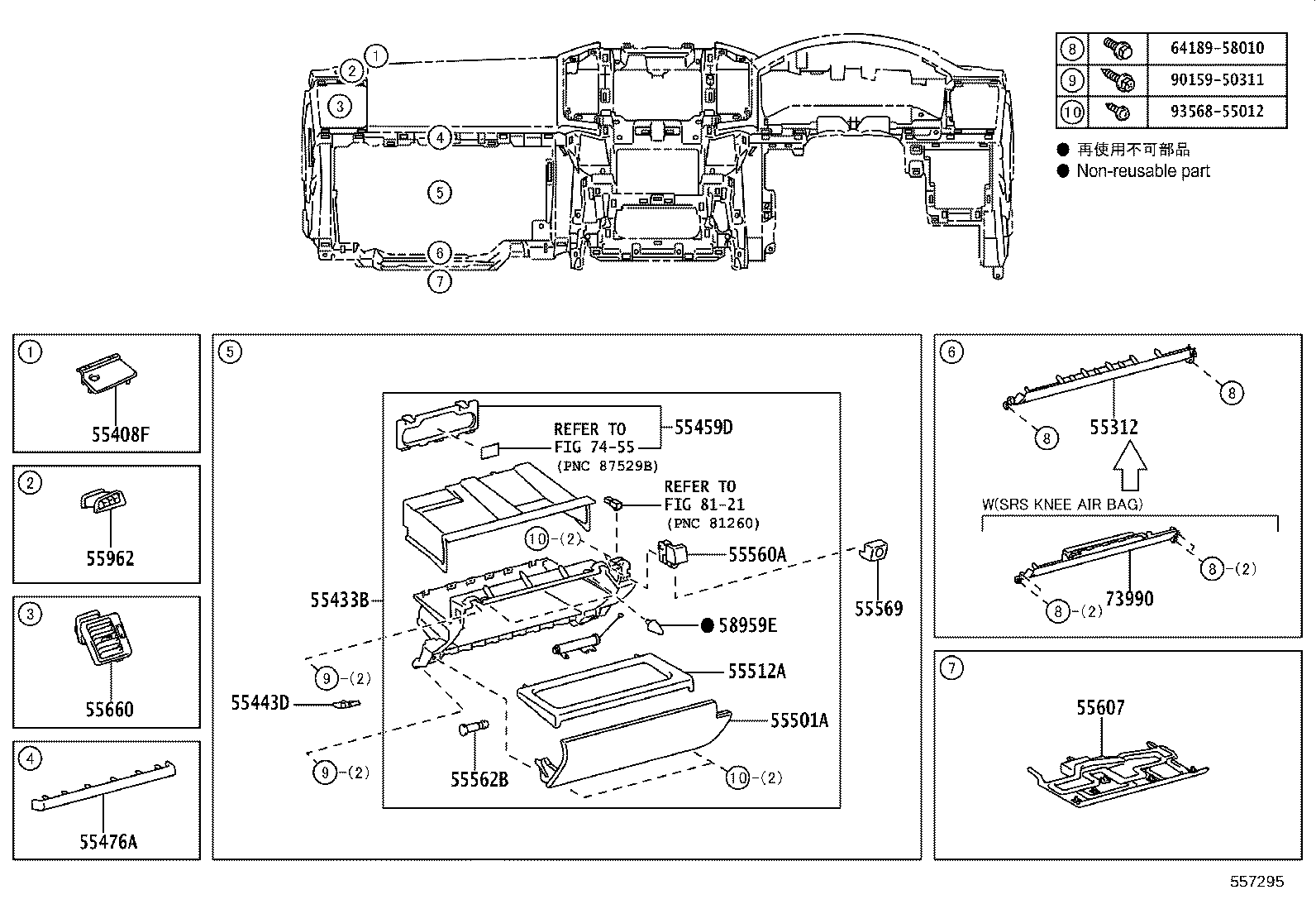 55406-60280 PANEL SUB-ASSY, INSTRUMENT CLUSTER FINISH, LOWER CENTER product image