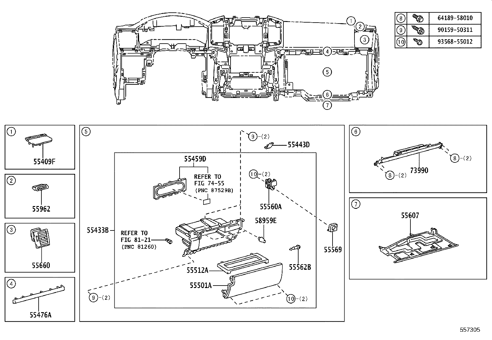 55375-60100 BRACKET, INSTRUMENT PANEL LOWER MOUNTING, NO.2 product image
