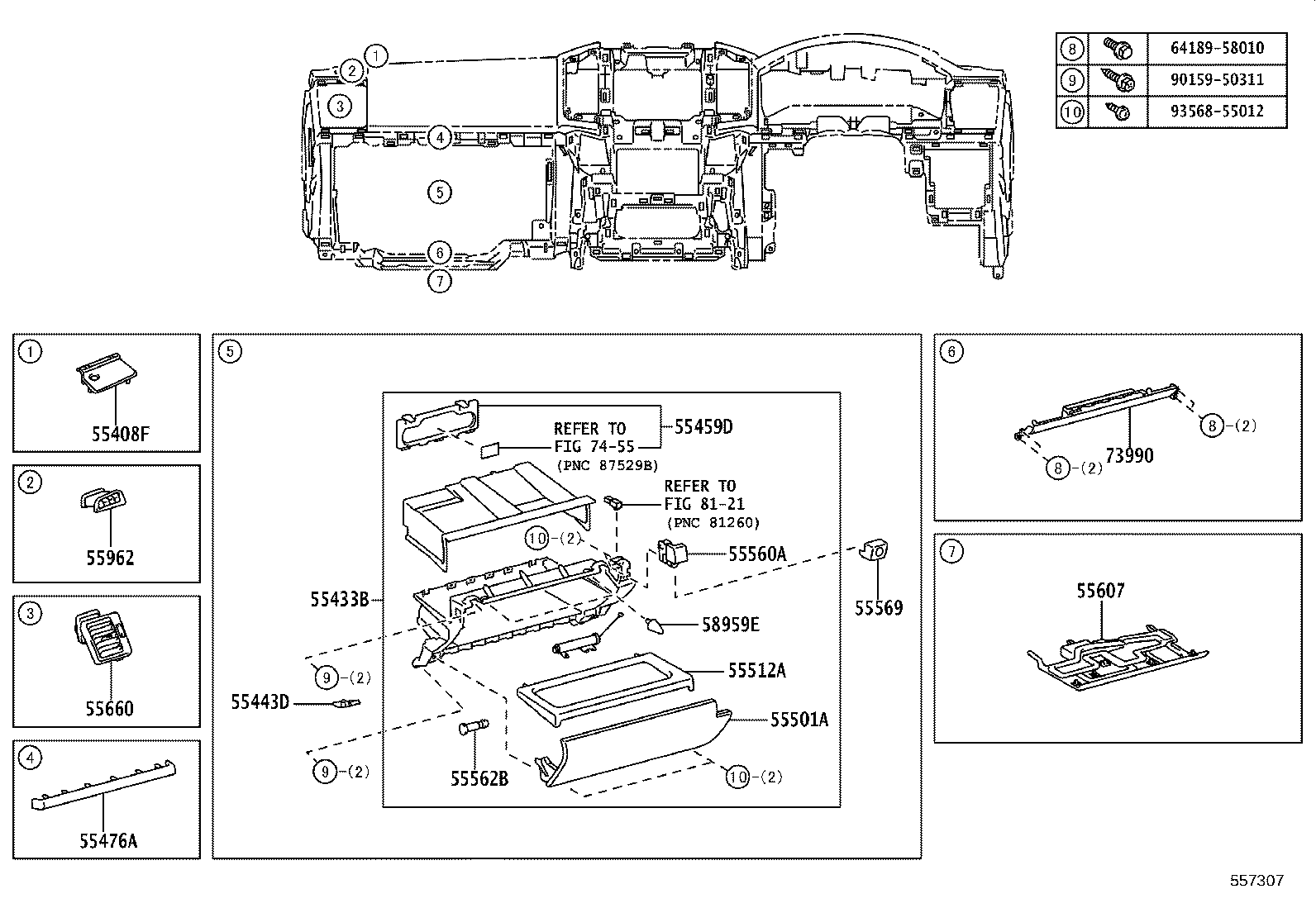 55375-60100 BRACKET, INSTRUMENT PANEL LOWER MOUNTING, NO.2 product image