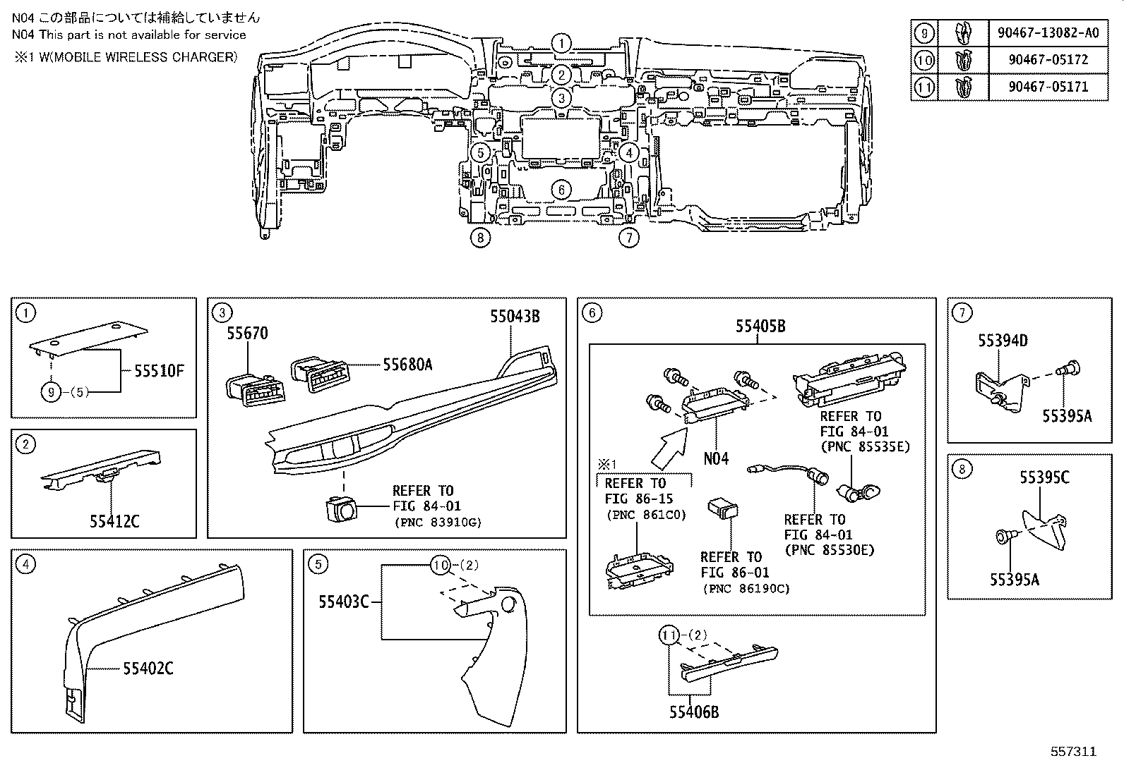 55405-60460 PANEL SUB-ASSY, INSTRUMENT CLUSTER FINISH, CENTER product image