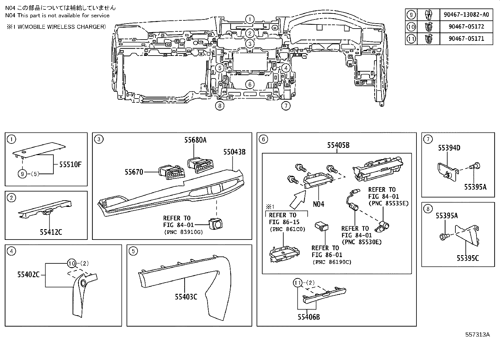 55405-60460 PANEL SUB-ASSY, INSTRUMENT CLUSTER FINISH, CENTER product image
