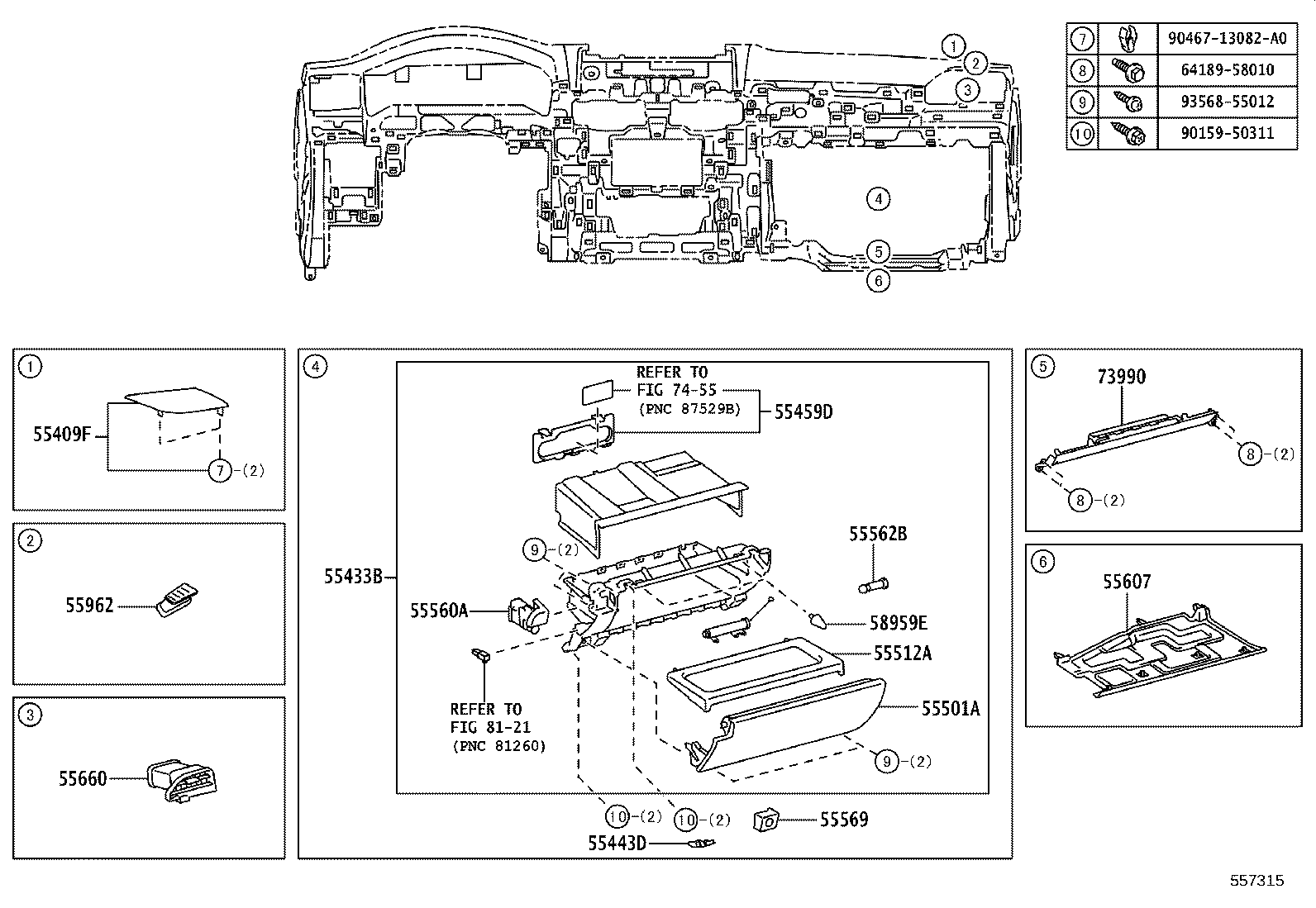 55405-60460 PANEL SUB-ASSY, INSTRUMENT CLUSTER FINISH, CENTER product image