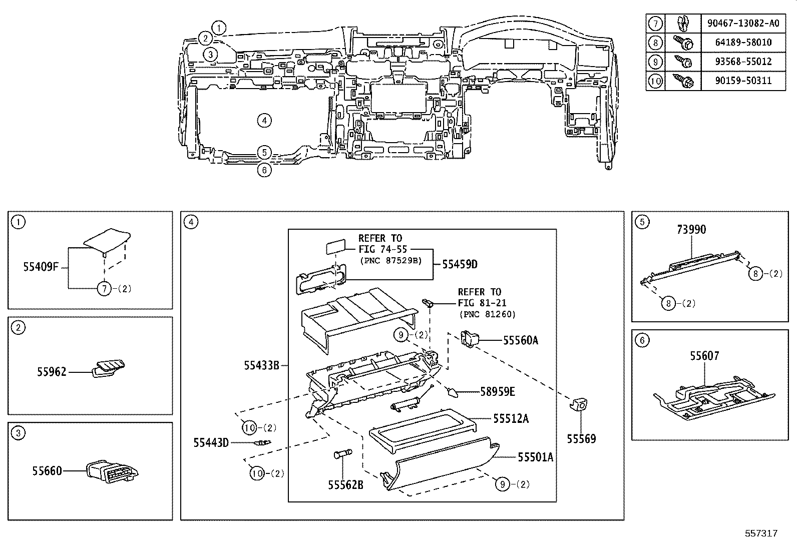 55405-60460 PANEL SUB-ASSY, INSTRUMENT CLUSTER FINISH, CENTER product image