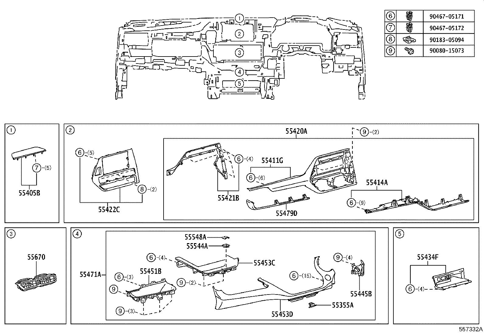 55307-0E110 BRACE SUB-ASSY, INSTRUMENT PANEL, NO.2 product image