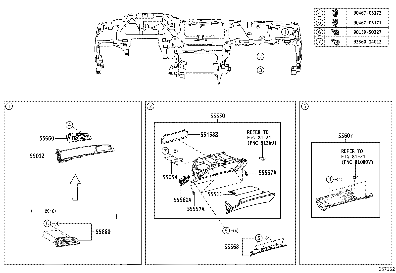 55307-50130 BRACE SUB-ASSY, INSTRUMENT PANEL, NO.2 product image