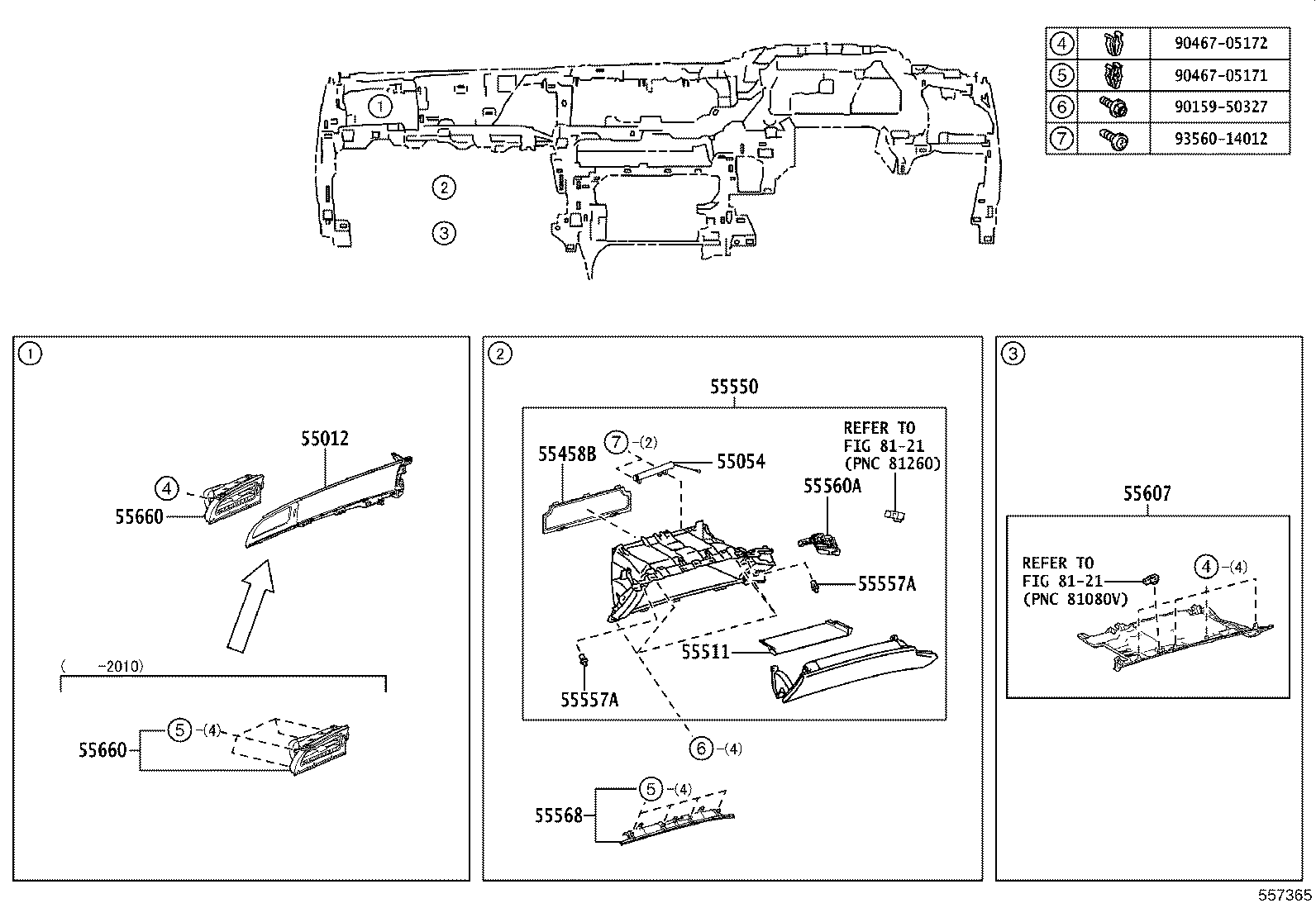 55307-50130 BRACE SUB-ASSY, INSTRUMENT PANEL, NO.2 product image