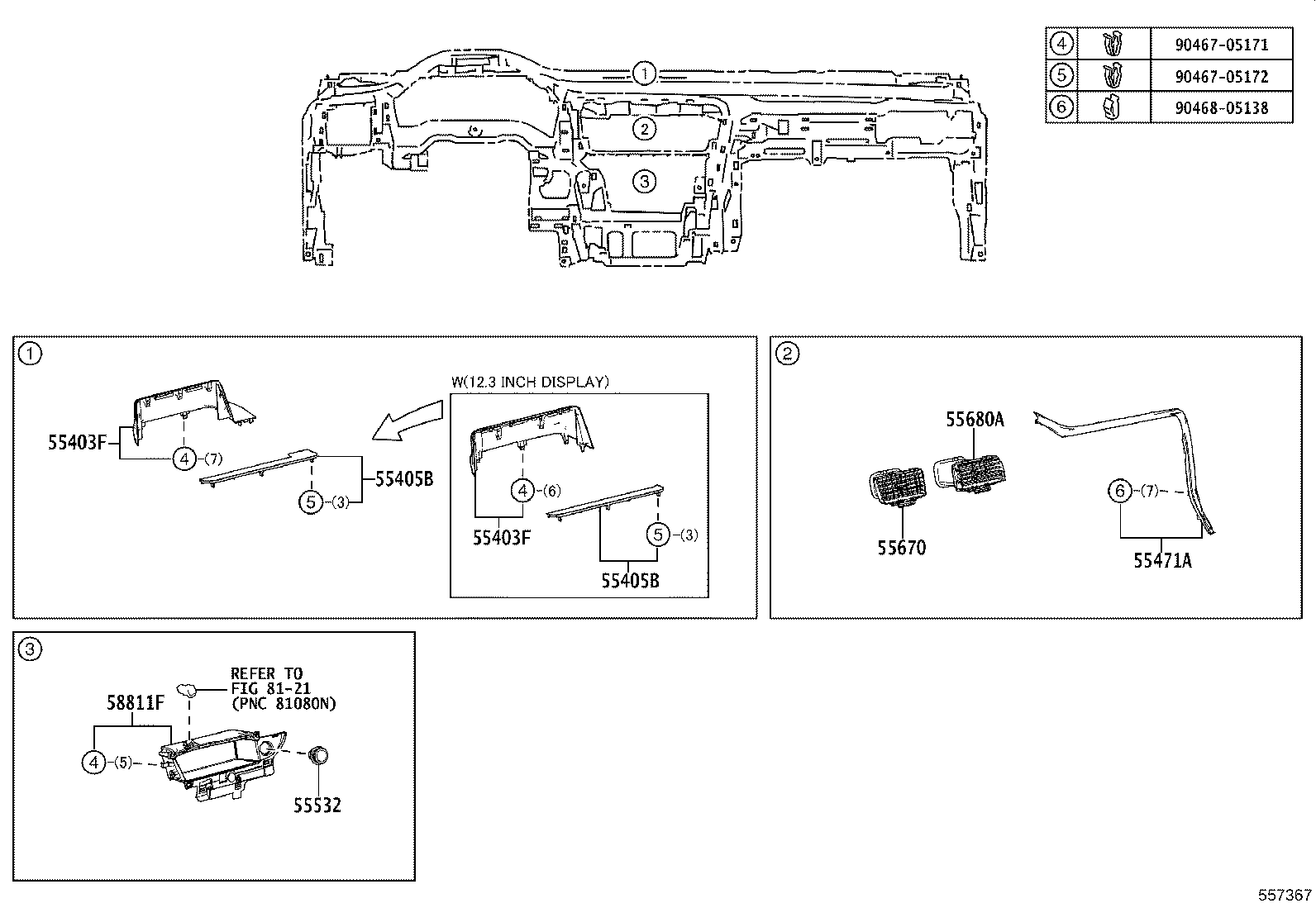 55416-0E080 RETAINER, METER HOOD, NO.1 product image