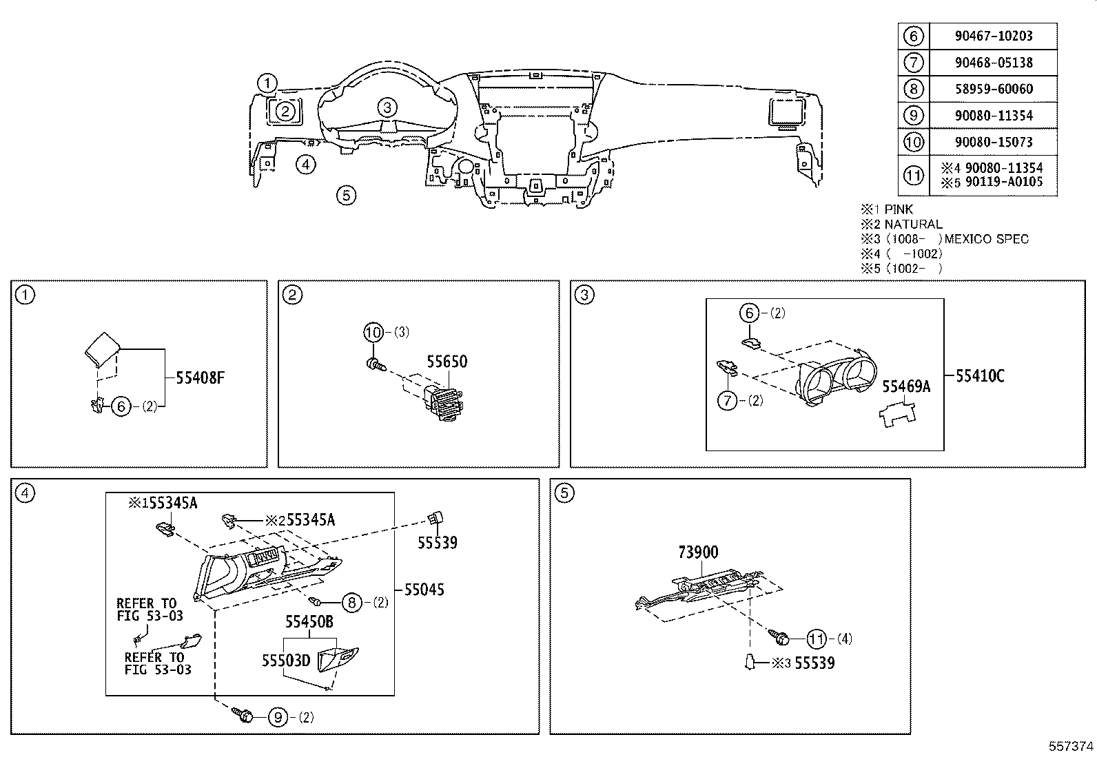 55650-0E040 REGISTER ASSY, INSTRUMENT PANEL, NO.1 product image