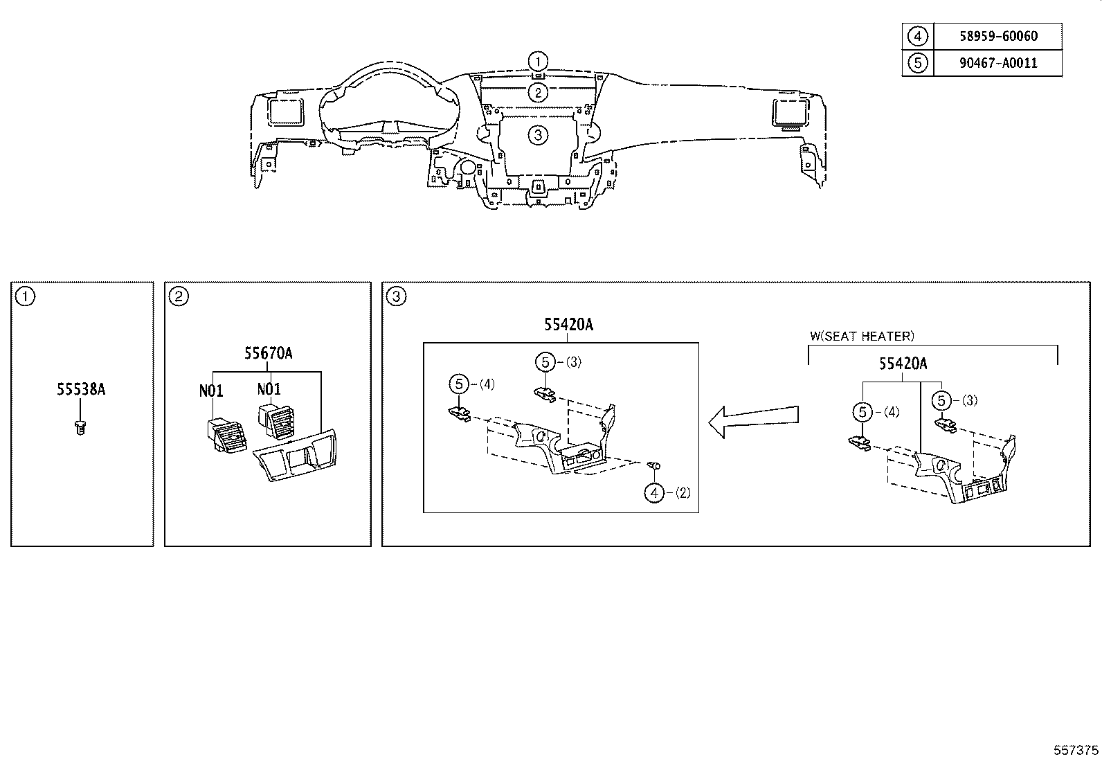 55650-0E040 REGISTER ASSY, INSTRUMENT PANEL, NO.1 product image