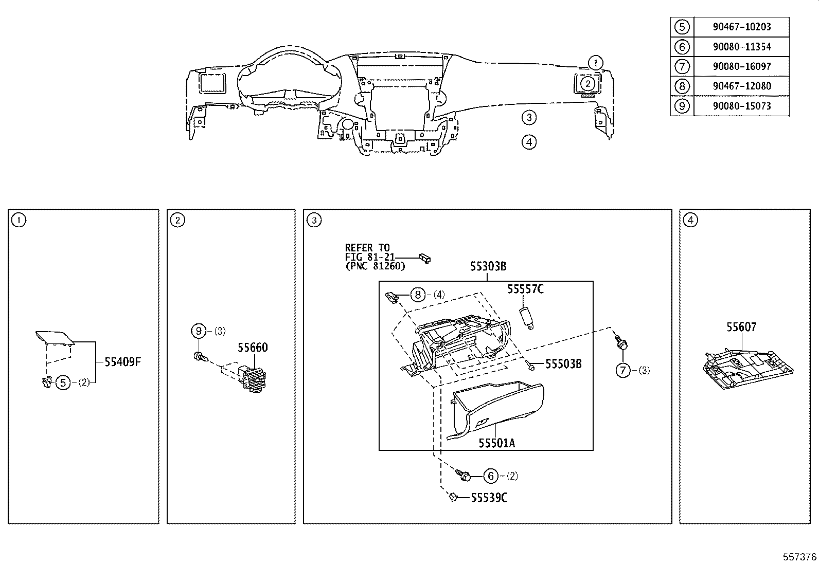 55650-0E040 REGISTER ASSY, INSTRUMENT PANEL, NO.1 product image