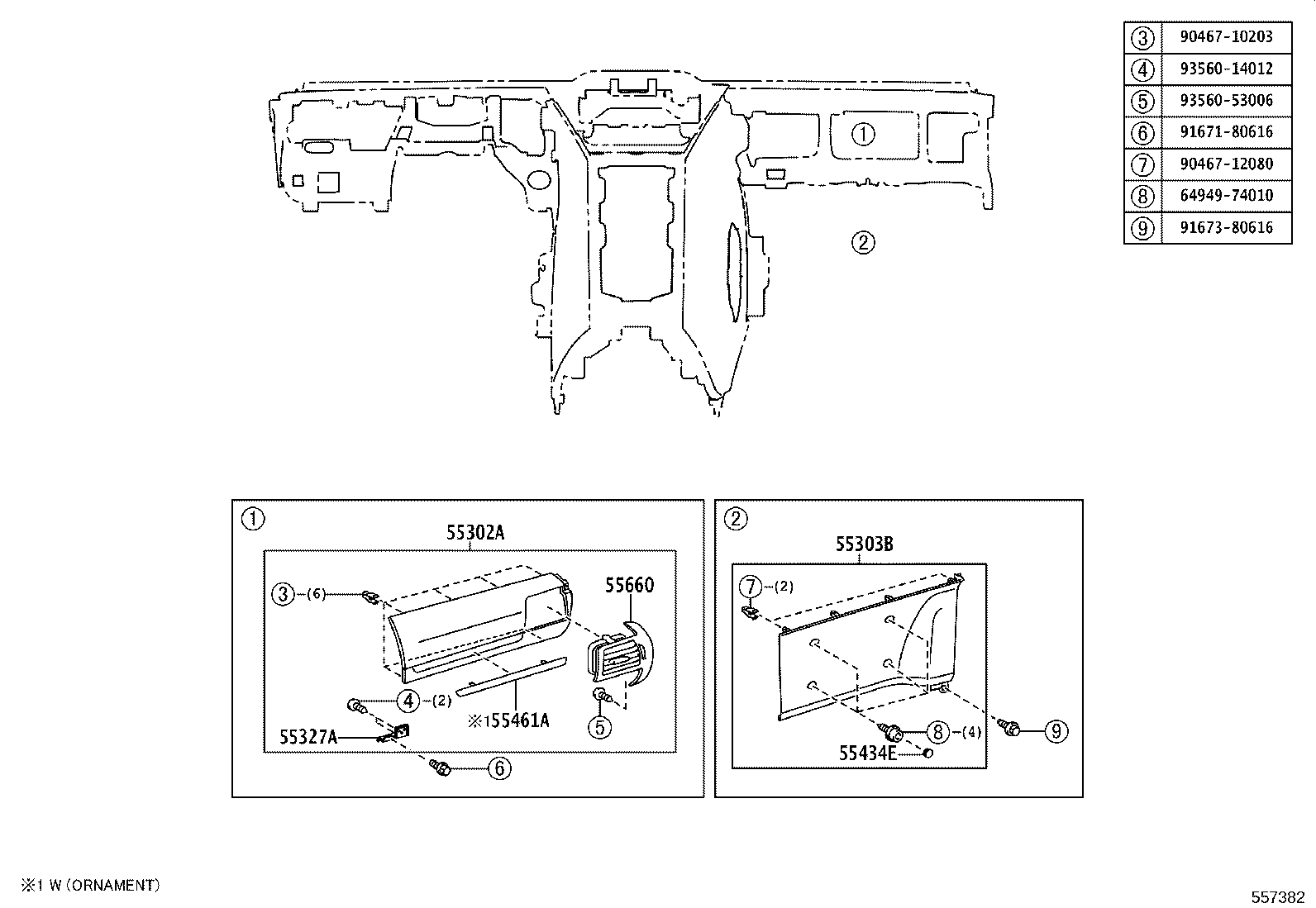 55376-74010 BRACKET, INSTRUMENT PANEL MOUNTING, NO.1 product image