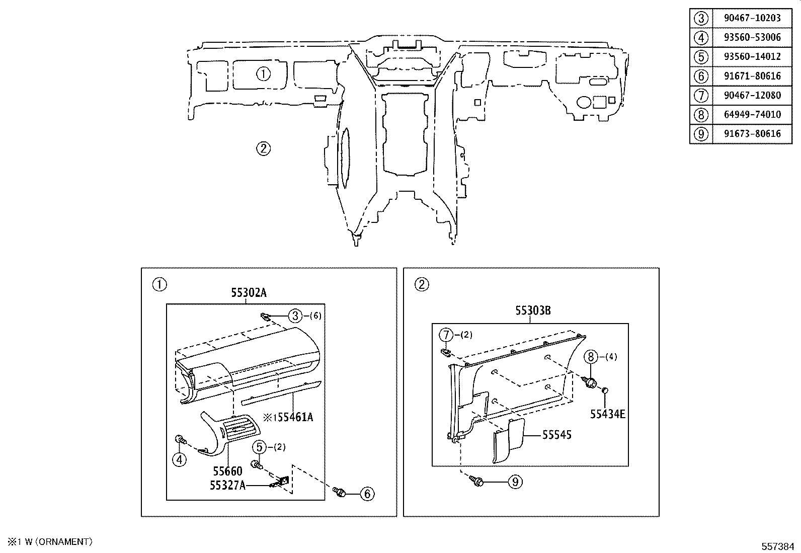 55376-74010 BRACKET, INSTRUMENT PANEL MOUNTING, NO.1 product image