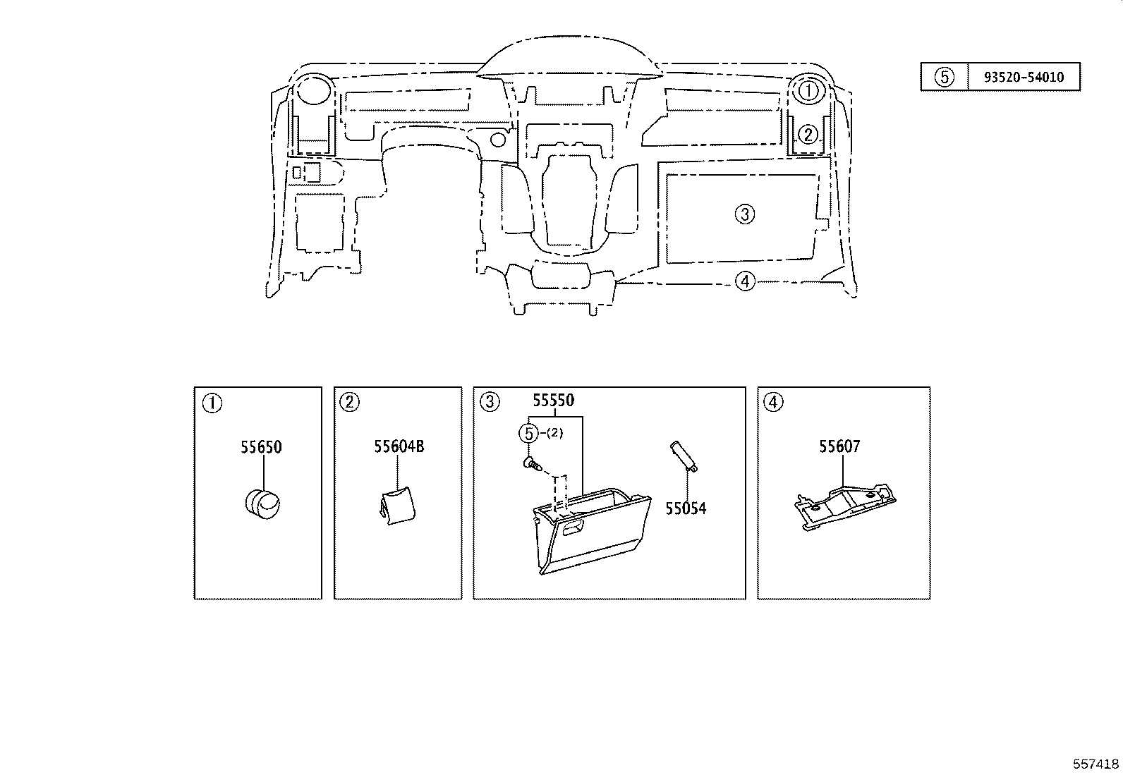 55355-0D080 CUSHION, INSTRUMENT PANEL, NO.1 product image