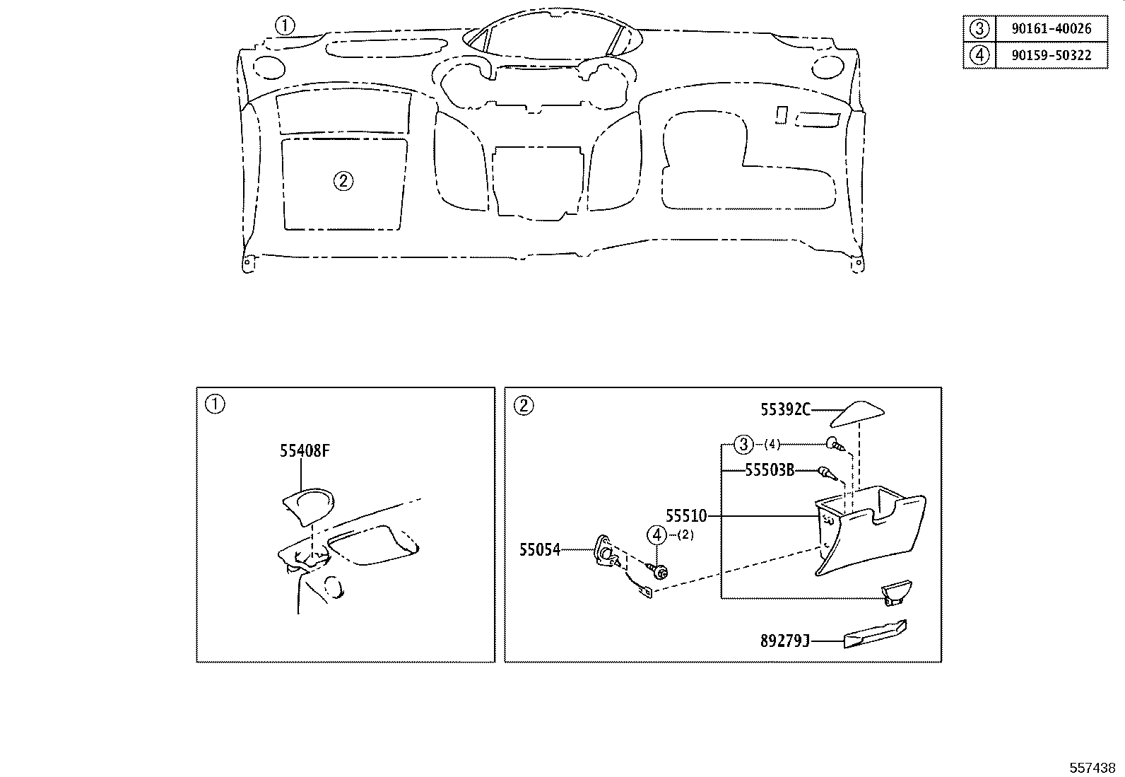 55054-52010 STOPPER SUB-ASSY, GLOVE COMPARTMENT DOOR product image