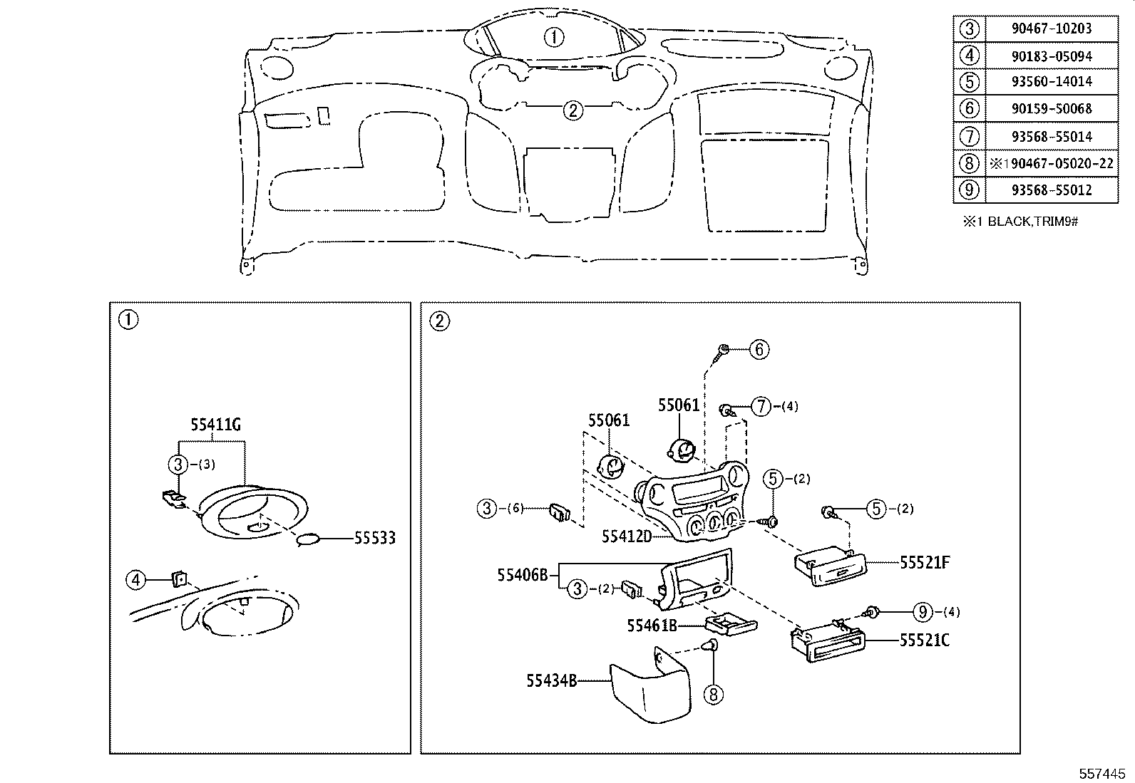 55303-52902 PANEL SUB-ASSY, INSTRUMENT, LOWER product image
