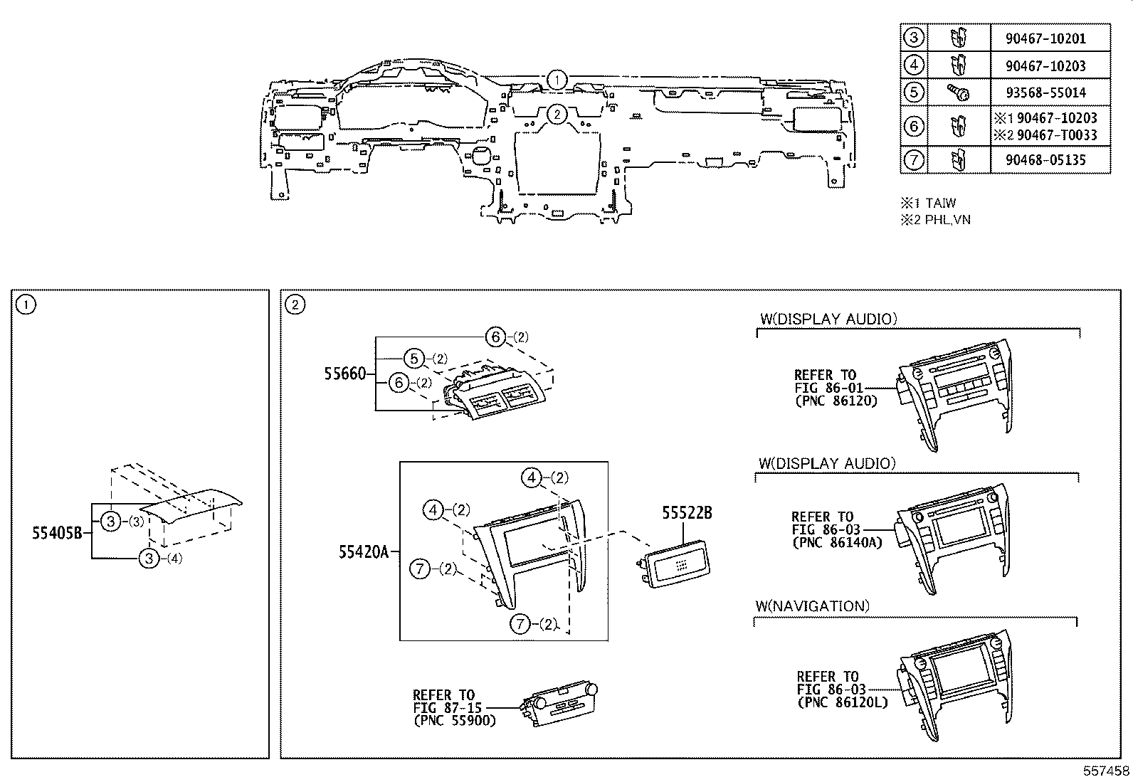 55307-06140 BRACE SUB-ASSY, INSTRUMENT PANEL, NO.2 product image