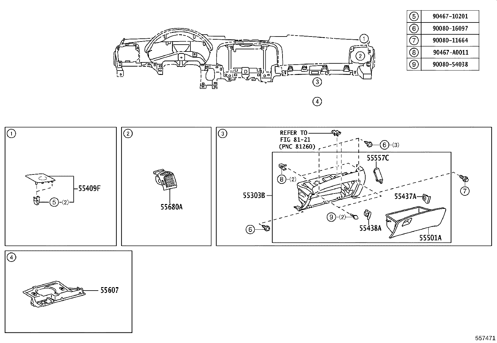55405-0T050 PANEL SUB-ASSY, INSTRUMENT CLUSTER FINISH, CENTER product image