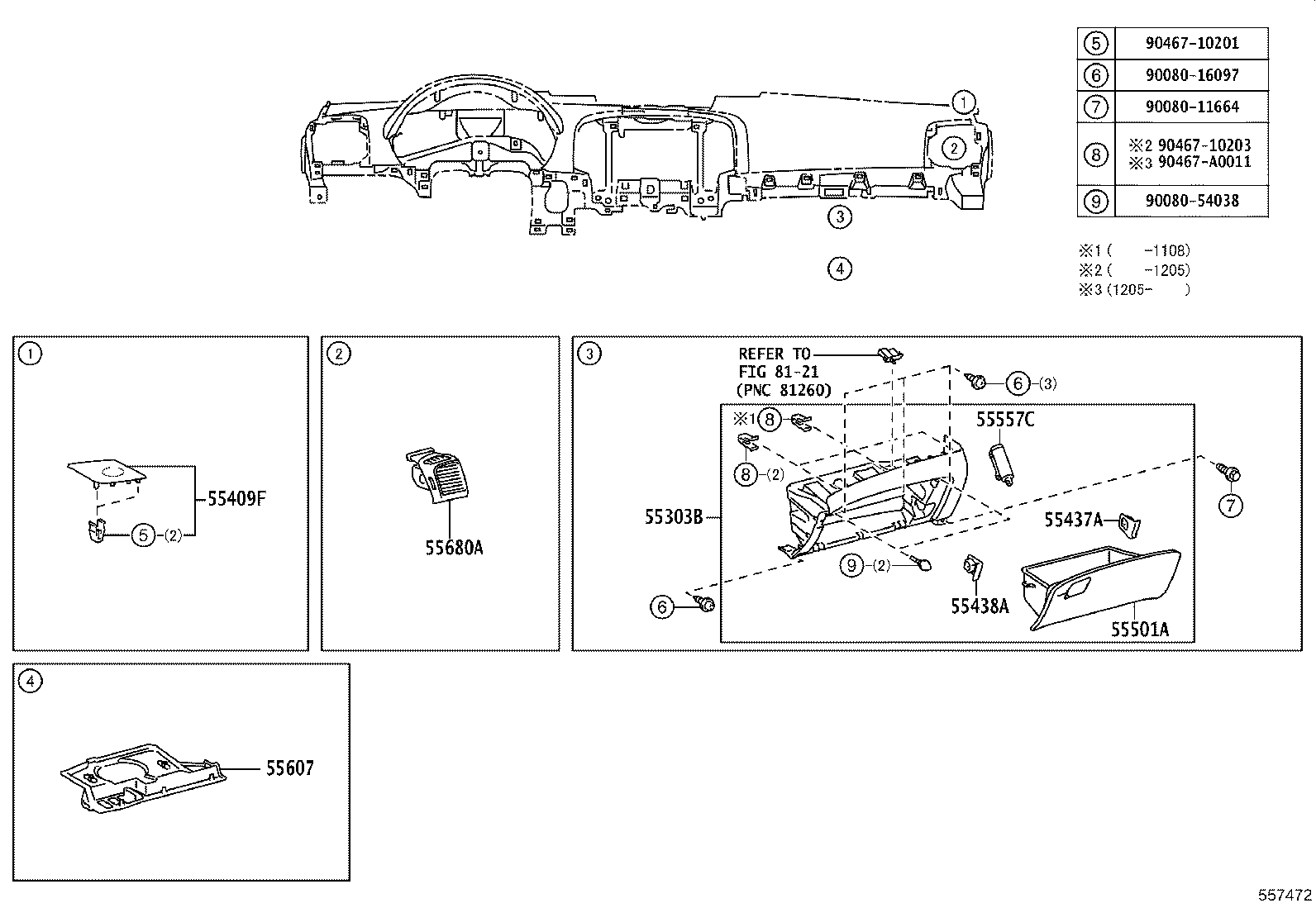 55405-0T030 PANEL SUB-ASSY, INSTRUMENT CLUSTER FINISH, CENTER product image