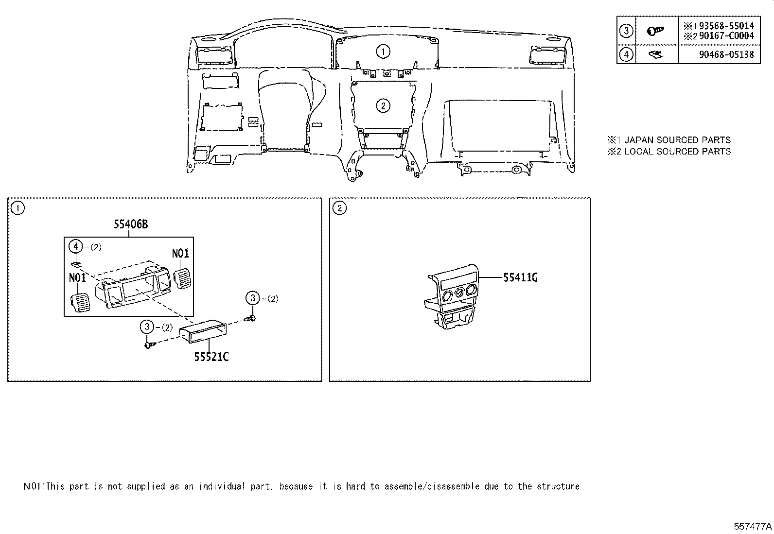 55950-02100 NOZZLE ASSY, DEFROSTER product image