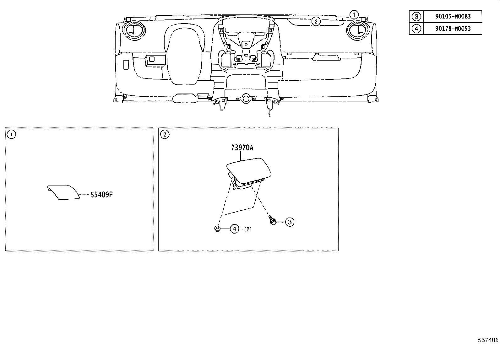 55306-0H040 BRACE SUB-ASSY, INSTRUMENT PANEL, NO.1 product image