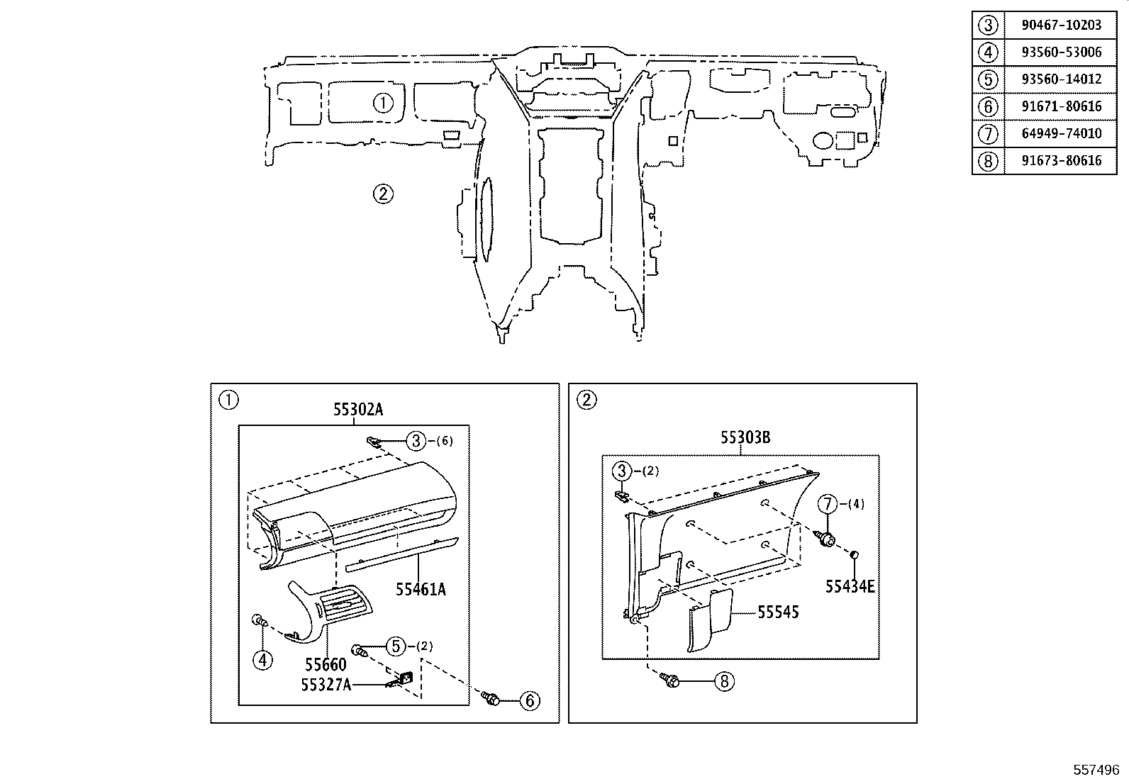 55306-74060 BRACE SUB-ASSY, INSTRUMENT PANEL, NO.1 product image
