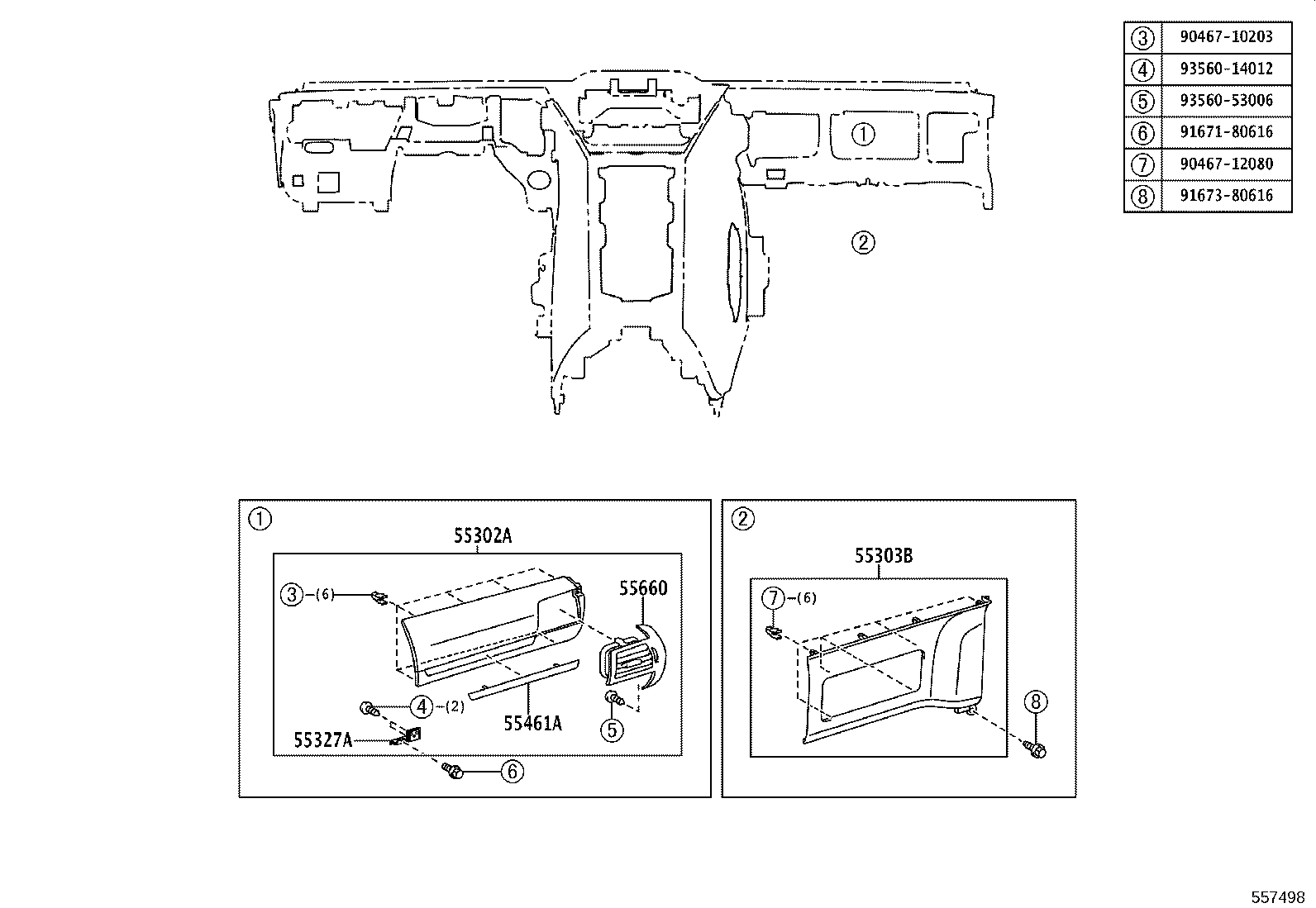 55306-74040 BRACE SUB-ASSY, INSTRUMENT PANEL, NO.1 product image