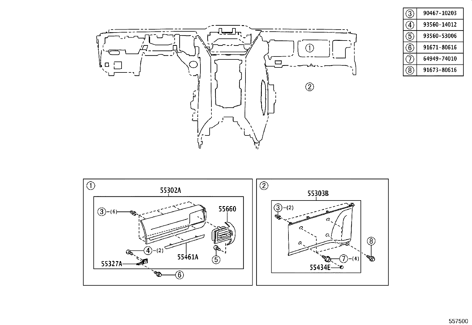 55352-74010 BRACE, INSTRUMENT PANEL TO FLOOR, NO.2 product image