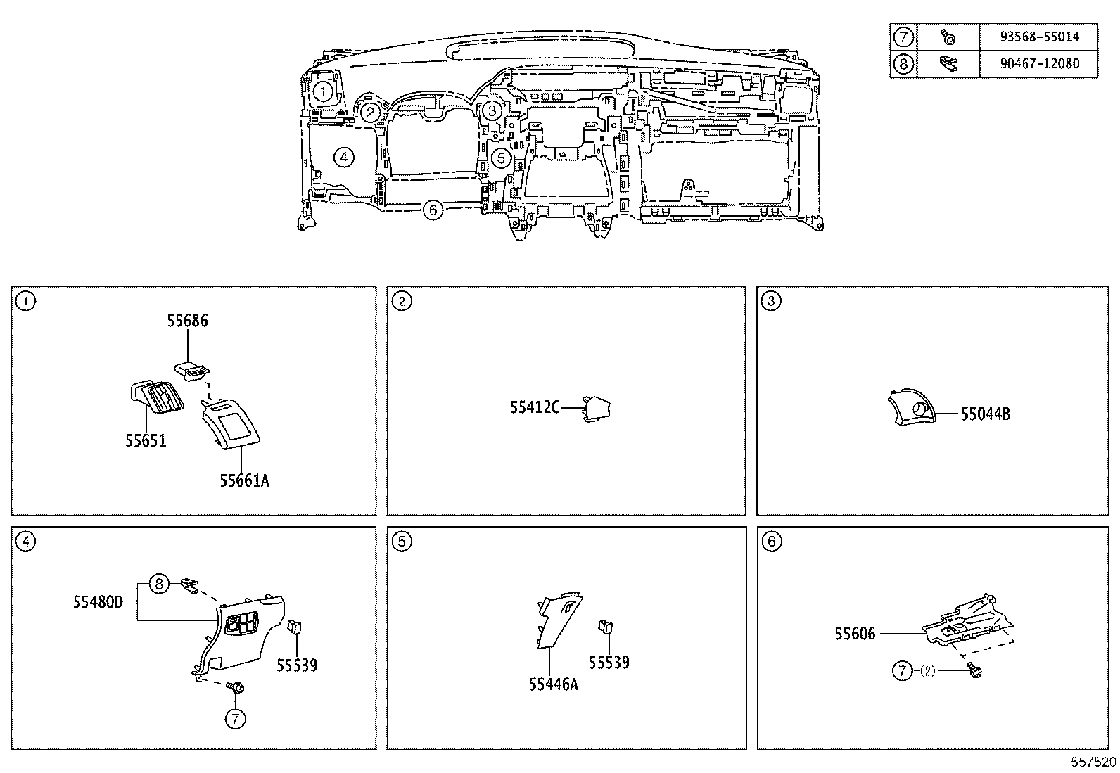 55401-47010 PAD SUB-ASSY, INSTRUMENT PANEL SAFETY product image