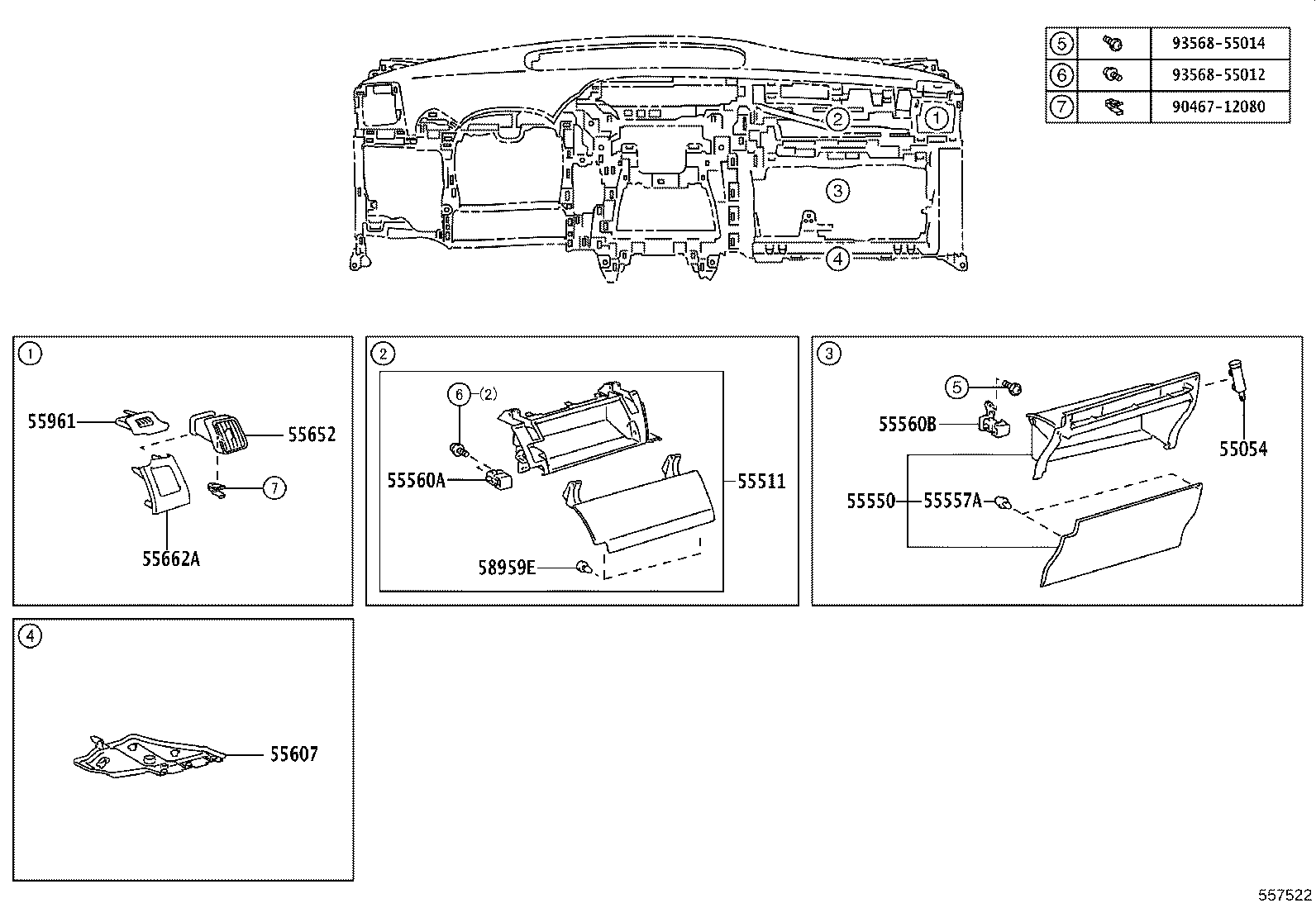55401-47010 PAD SUB-ASSY, INSTRUMENT PANEL SAFETY product image
