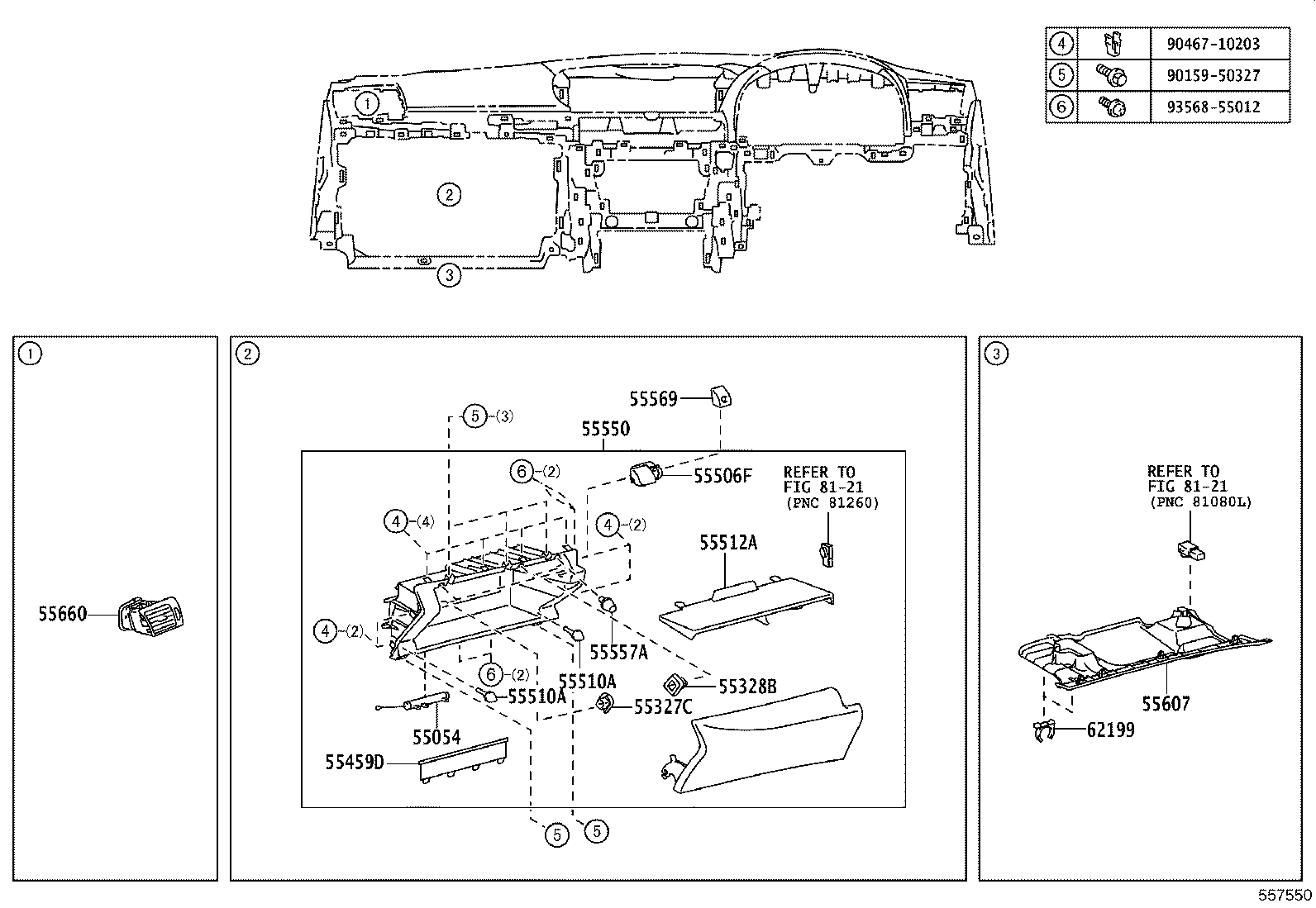 55433-50170-C2 PANEL, INSTRUMENT PANEL FINISH, LOWER NO.2 product image