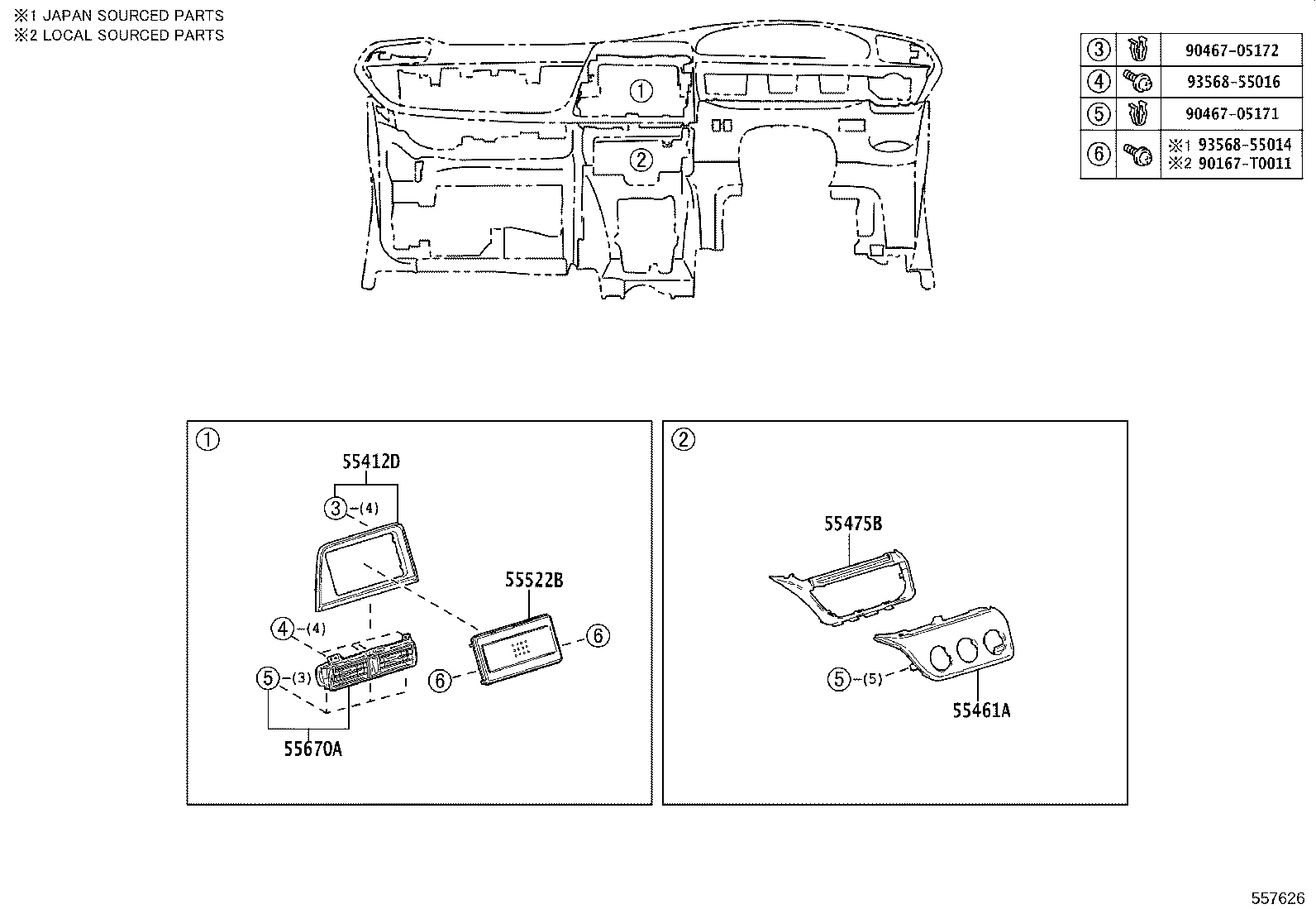 55306-0D280 BRACE SUB-ASSY, INSTRUMENT PANEL, NO.1 product image