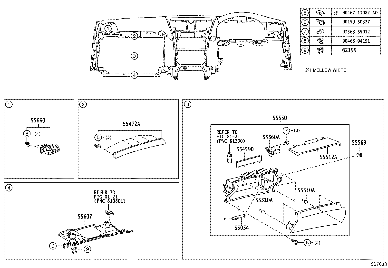 55404-50180 PANEL SUB-ASSY, INSTRUMENT CLUSTER FINISH, NO.2 product image