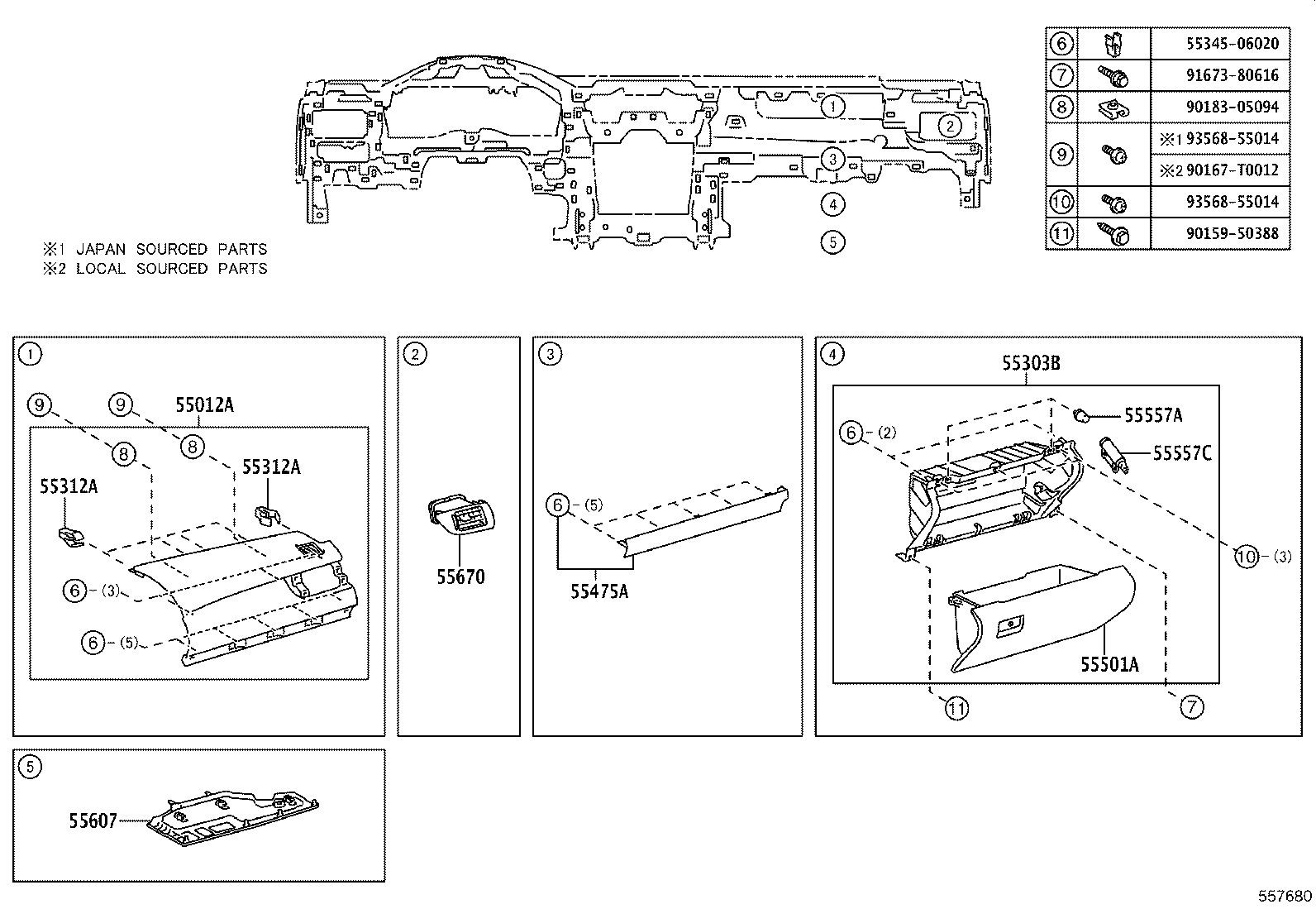 55330-06320 REINFORCEMENT, INSTRUMENT PANEL product image
