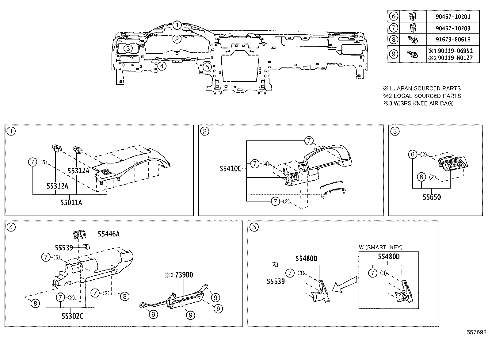 55307-33050 BRACE SUB-ASSY, INSTRUMENT PANEL, NO.2 product image