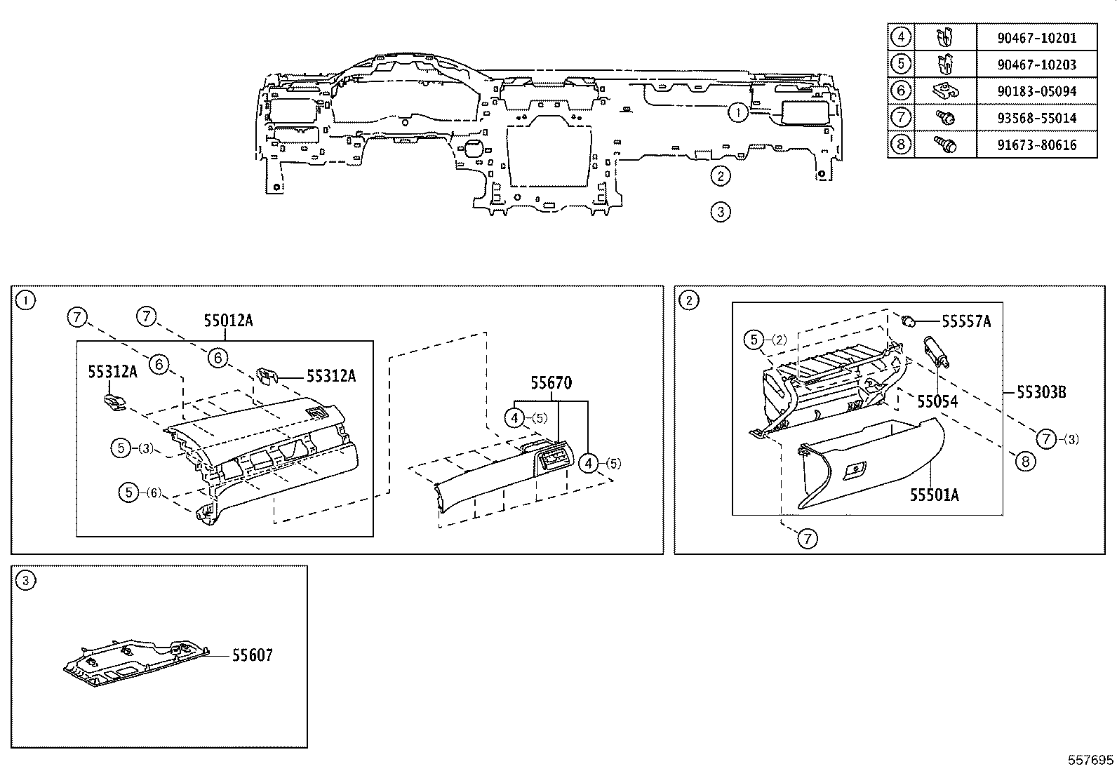 55307-33050 BRACE SUB-ASSY, INSTRUMENT PANEL, NO.2 product image