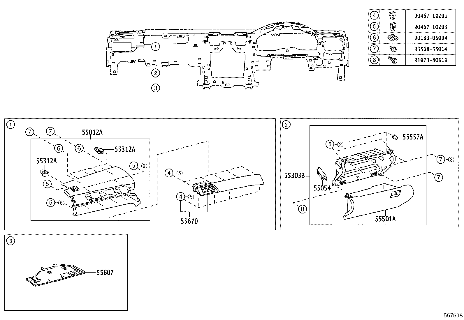 55307-33050 BRACE SUB-ASSY, INSTRUMENT PANEL, NO.2 product image