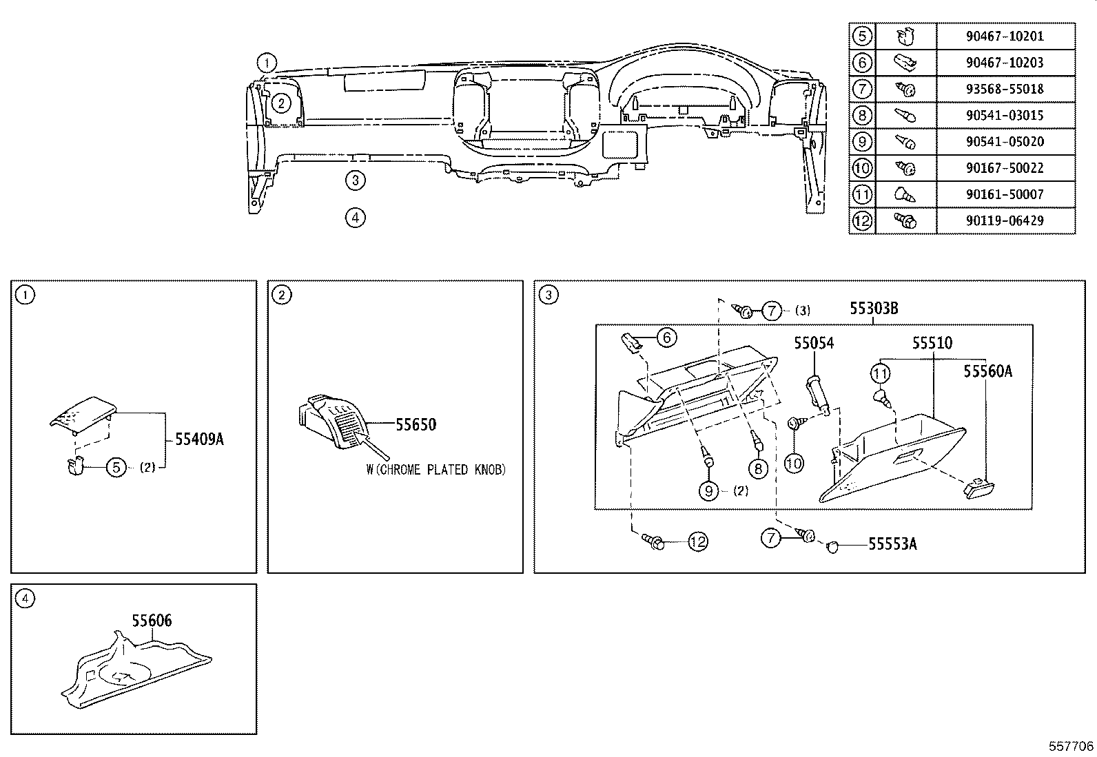 55307-06070 BRACE SUB-ASSY, INSTRUMENT PANEL, NO.2 product image