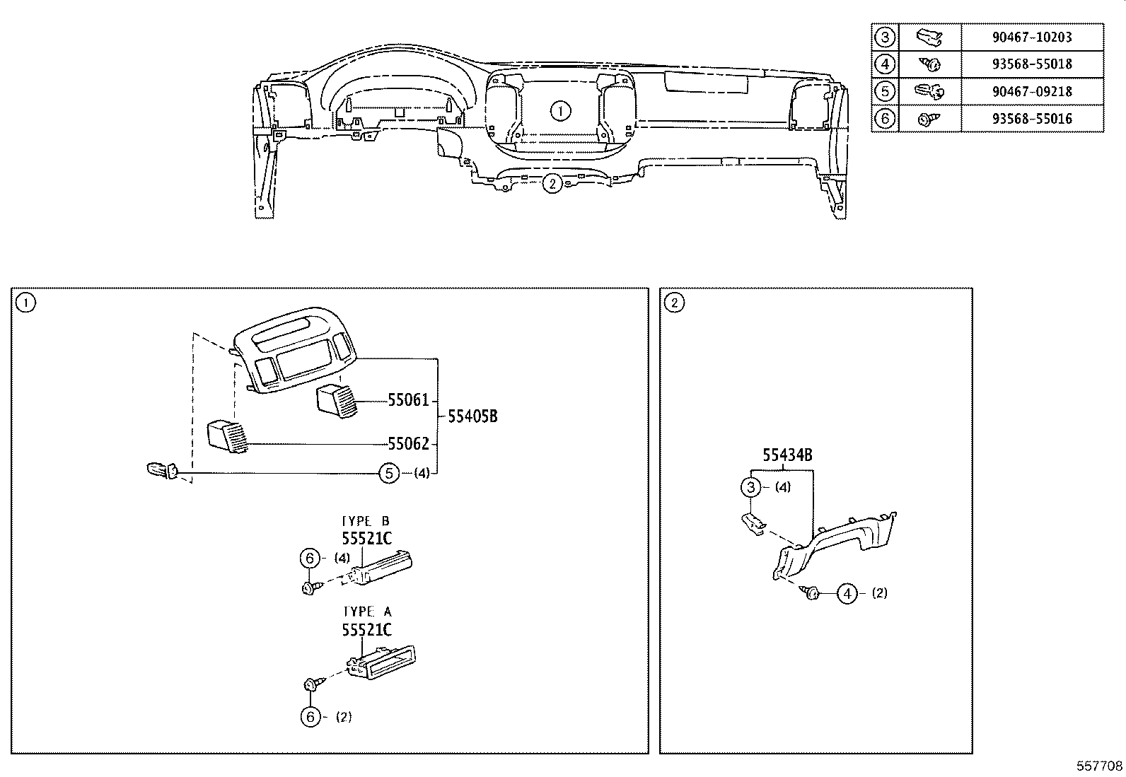 55307-06070 BRACE SUB-ASSY, INSTRUMENT PANEL, NO.2 product image