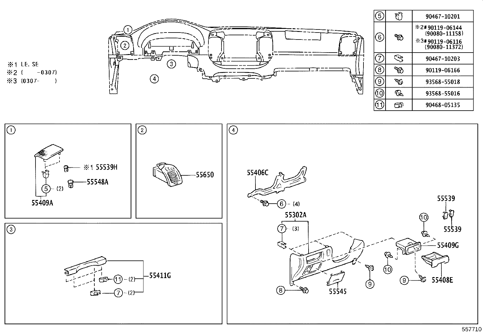 55306-33100 BRACE SUB-ASSY, INSTRUMENT PANEL, NO.1 product image