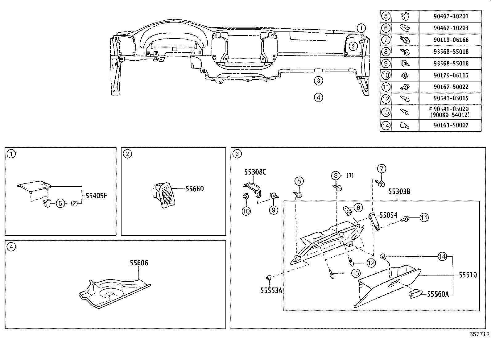 55306-33100 BRACE SUB-ASSY, INSTRUMENT PANEL, NO.1 product image