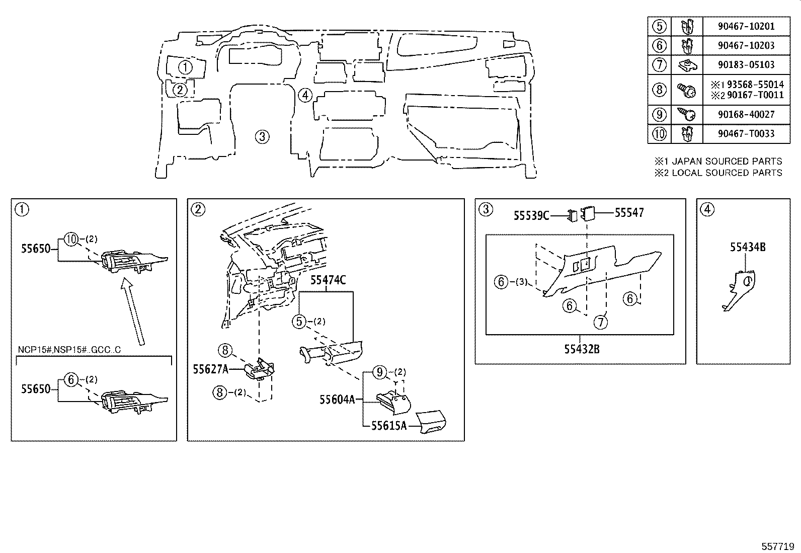 55322-0D280 BRACKET, INSTRUMENT PANEL, NO.2 product image