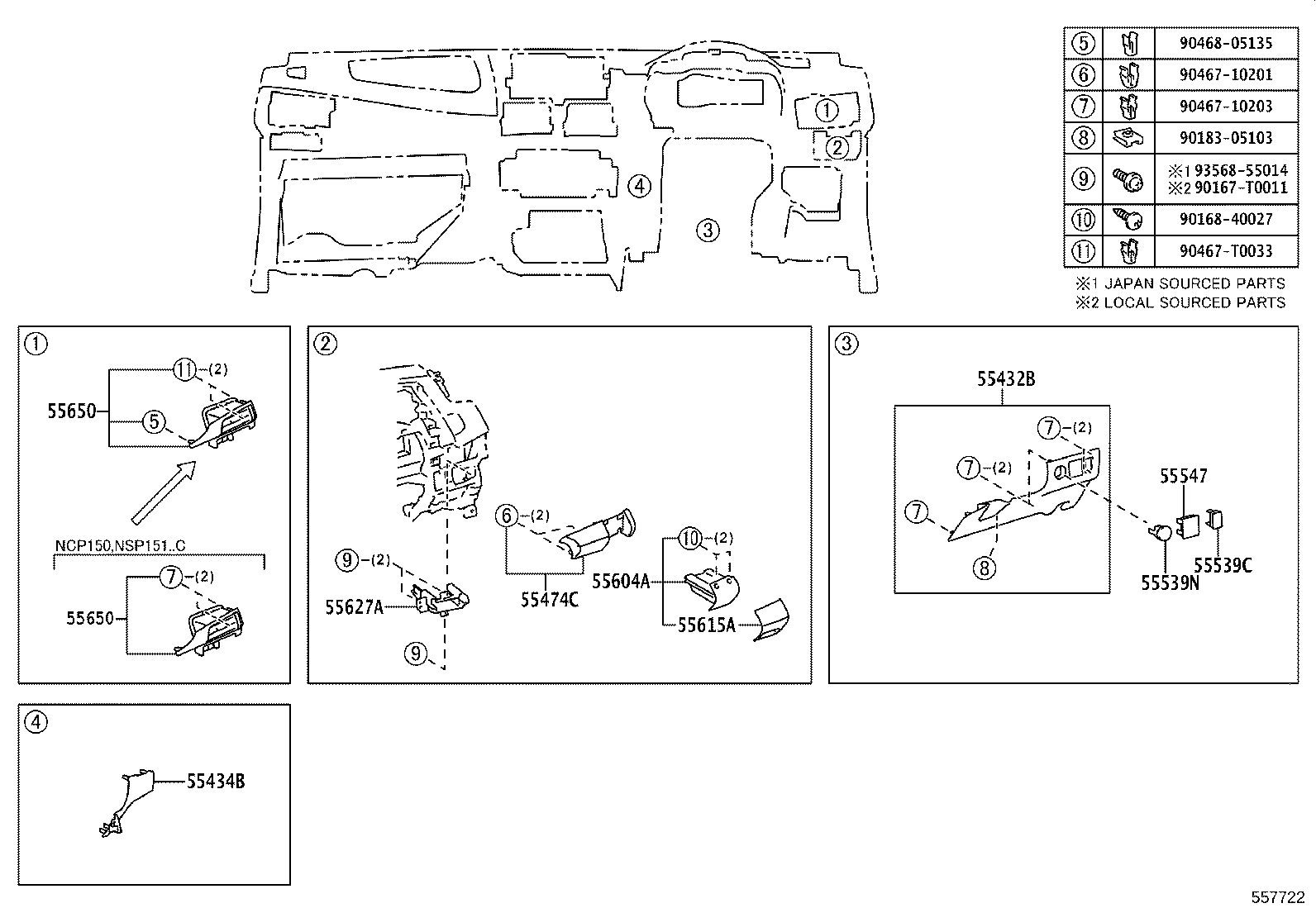55322-0D280 BRACKET, INSTRUMENT PANEL, NO.2 product image