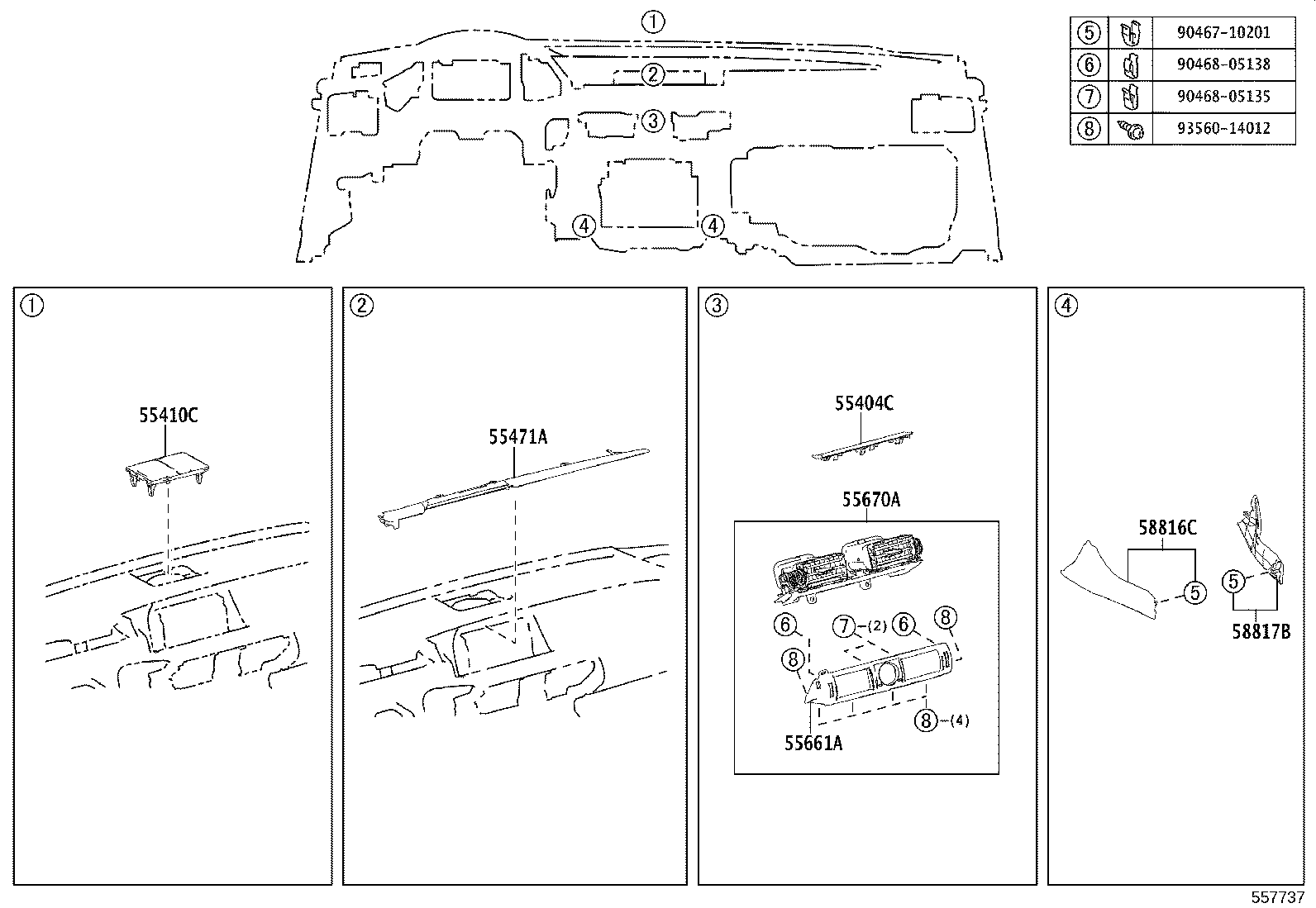 55650-53200 REGISTER ASSY, INSTRUMENT PANEL, NO.1 product image
