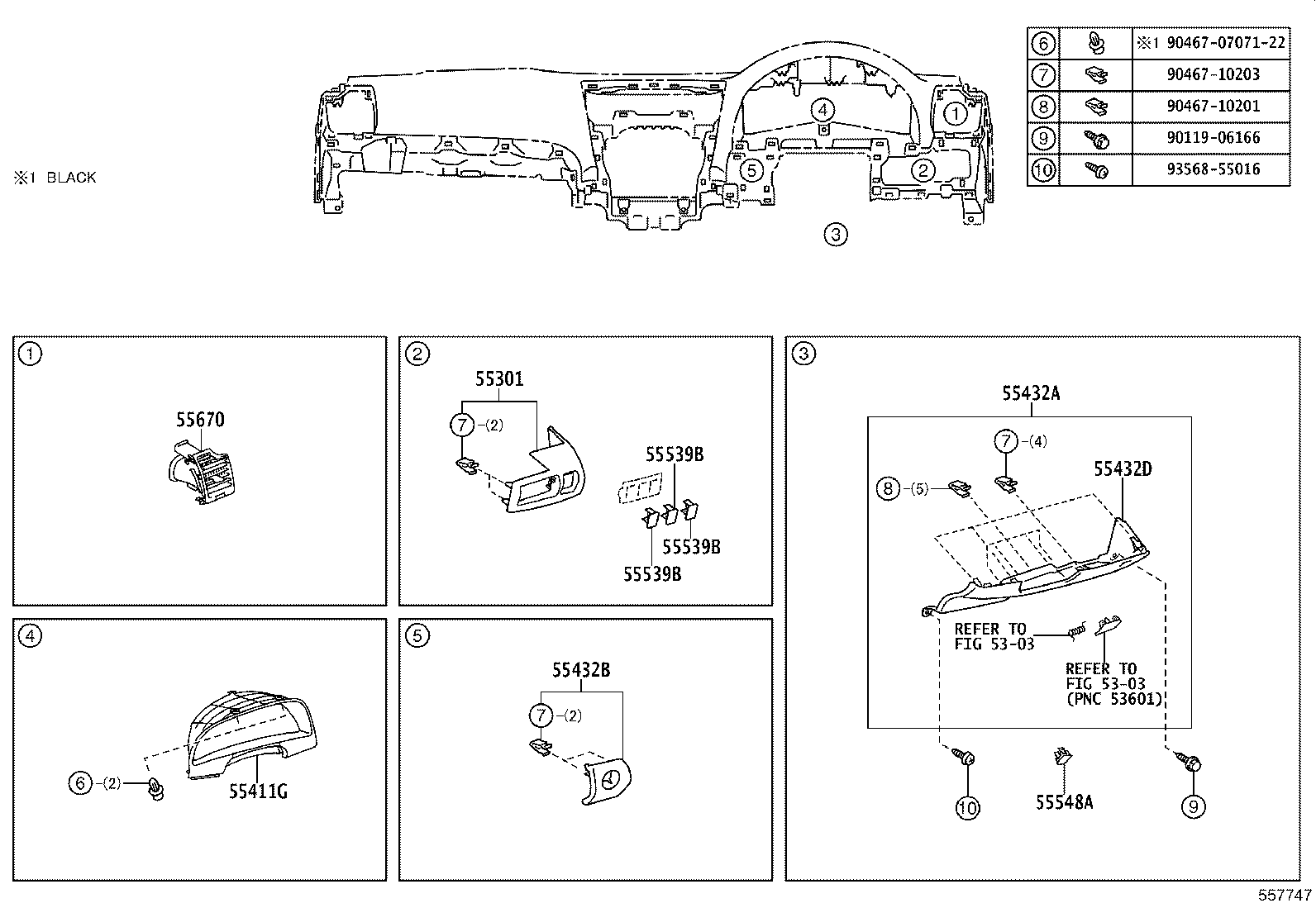 55432-33130-E0 PANEL, INSTRUMENT PANEL FINISH, LOWER NO.1 product image