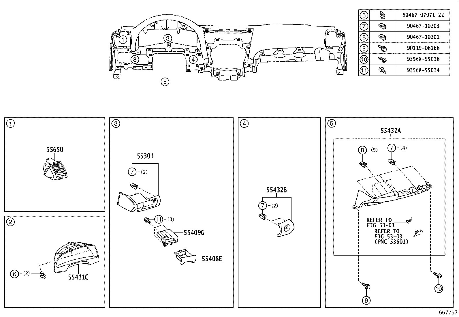 55607-33100 COVER SUB-ASSY, INSTRUMENT PANEL UNDER, NO.2 product image