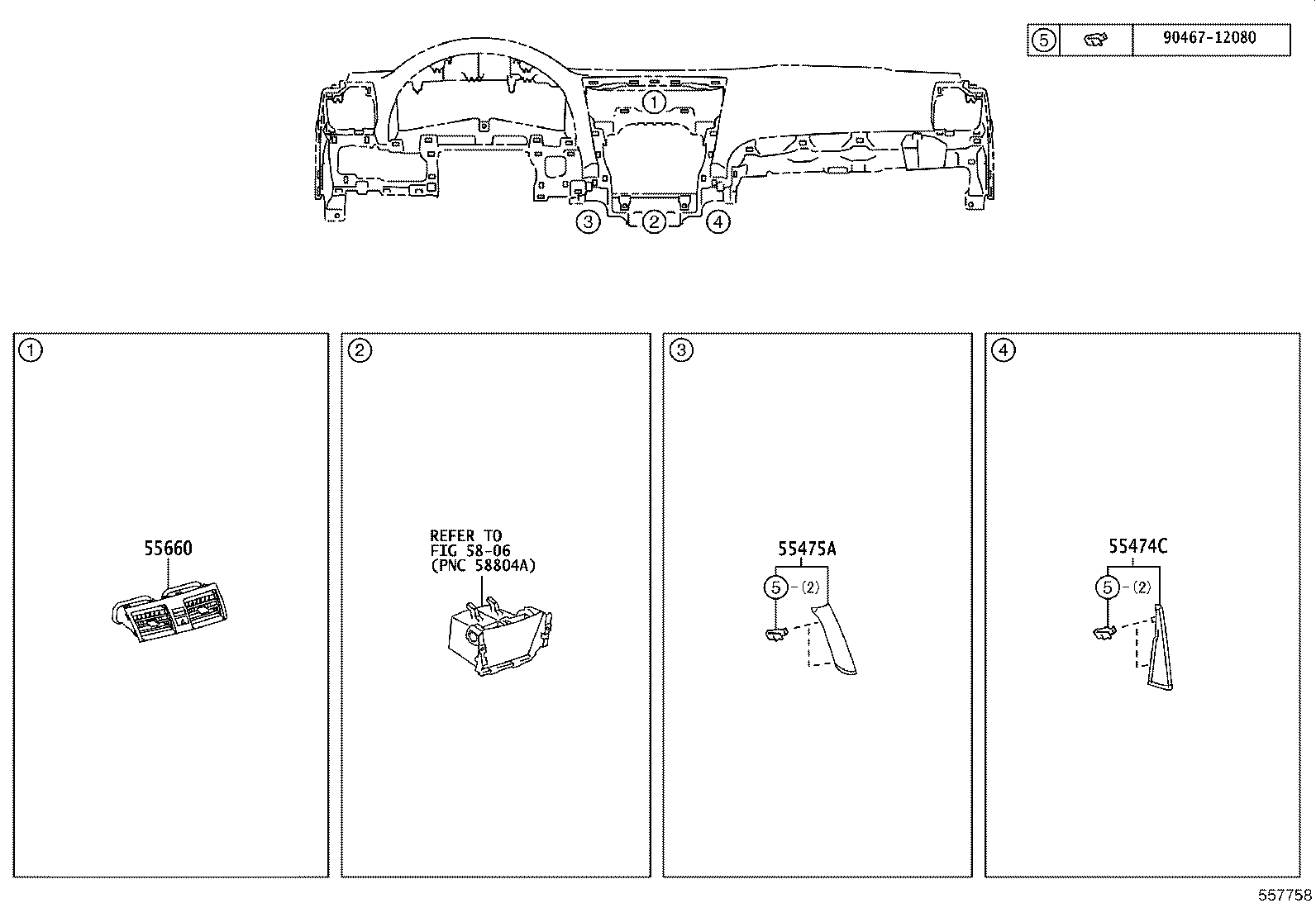 55607-33100 COVER SUB-ASSY, INSTRUMENT PANEL UNDER, NO.2 product image