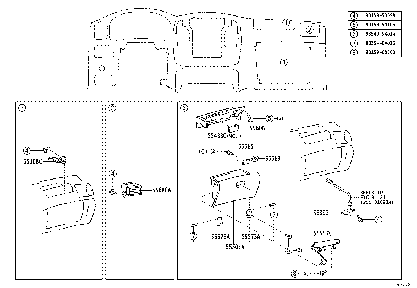 55412-60340 PANEL, INSTRUMENT CLUSTER FINISH, CENTER product image