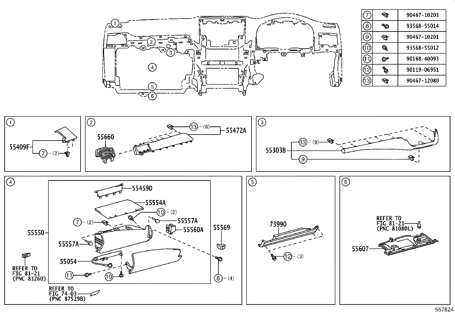55326-30130 STAY, INSTRUMENT PANEL, RH product image